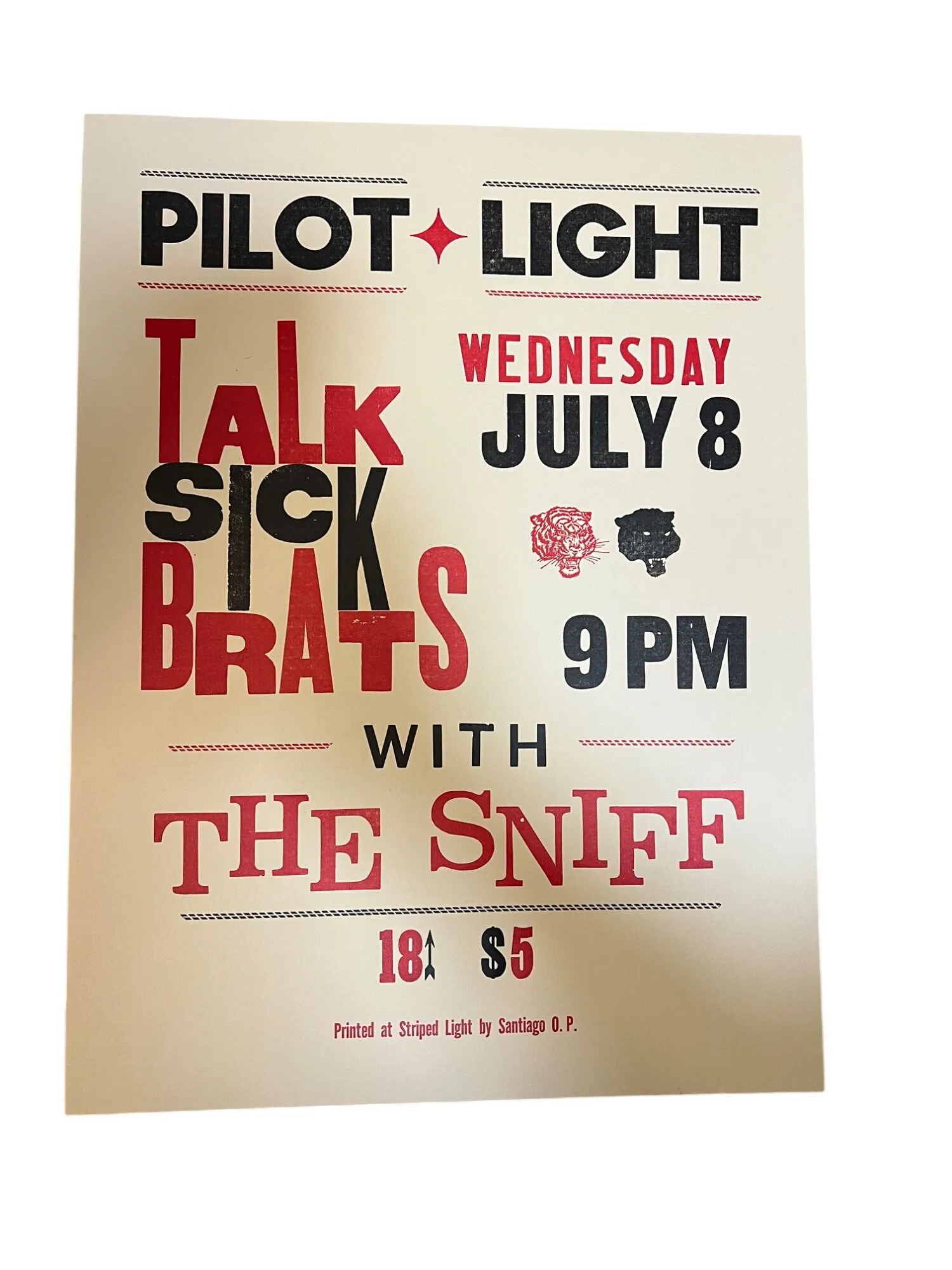 Product image for Concert Poster Talk Sick Brats & The Sniff at Pilot Light Knoxville TN Punk Rock