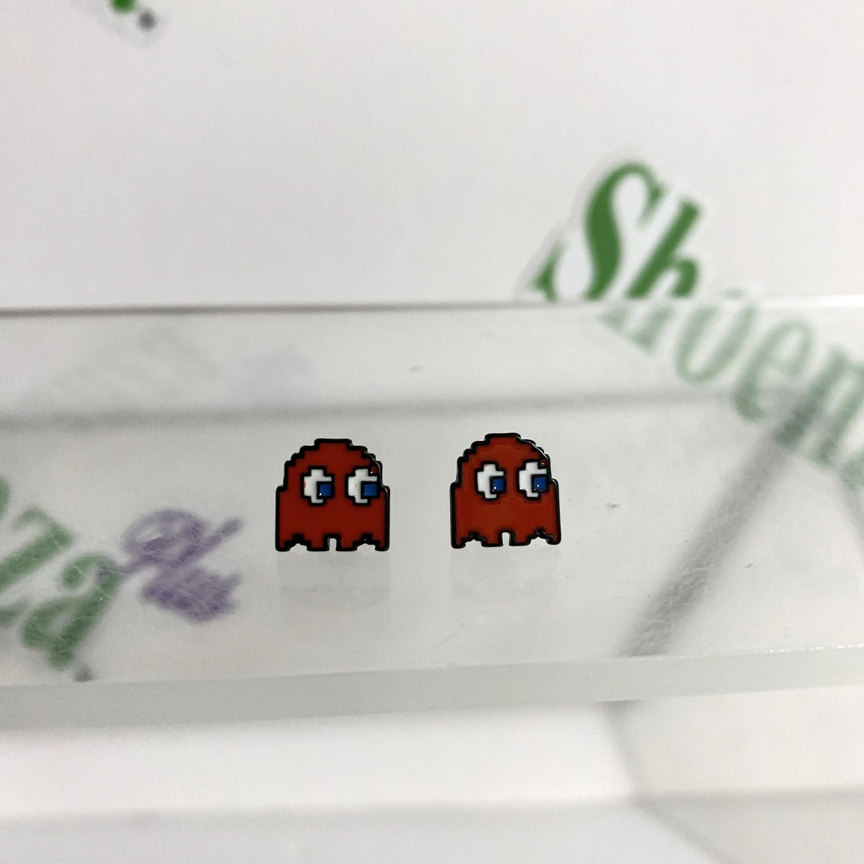 Product image for Bioworld Earrings Pac-Man Blinky Red Ghost Studs Studded Jewelry Namco