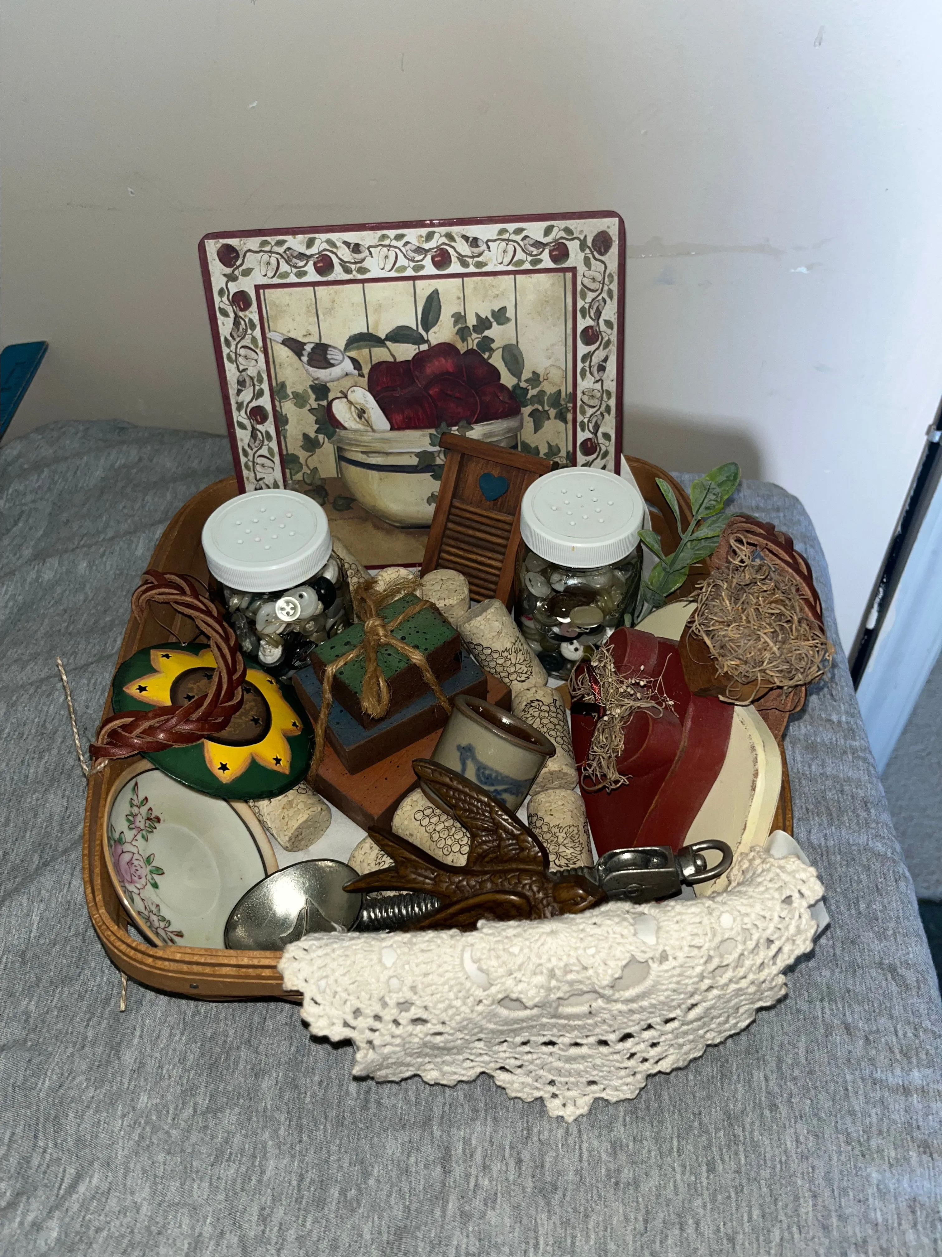 Product image for The Farmhouse Kitchen Vignette Decor Longaberger Vintage Filled Basket