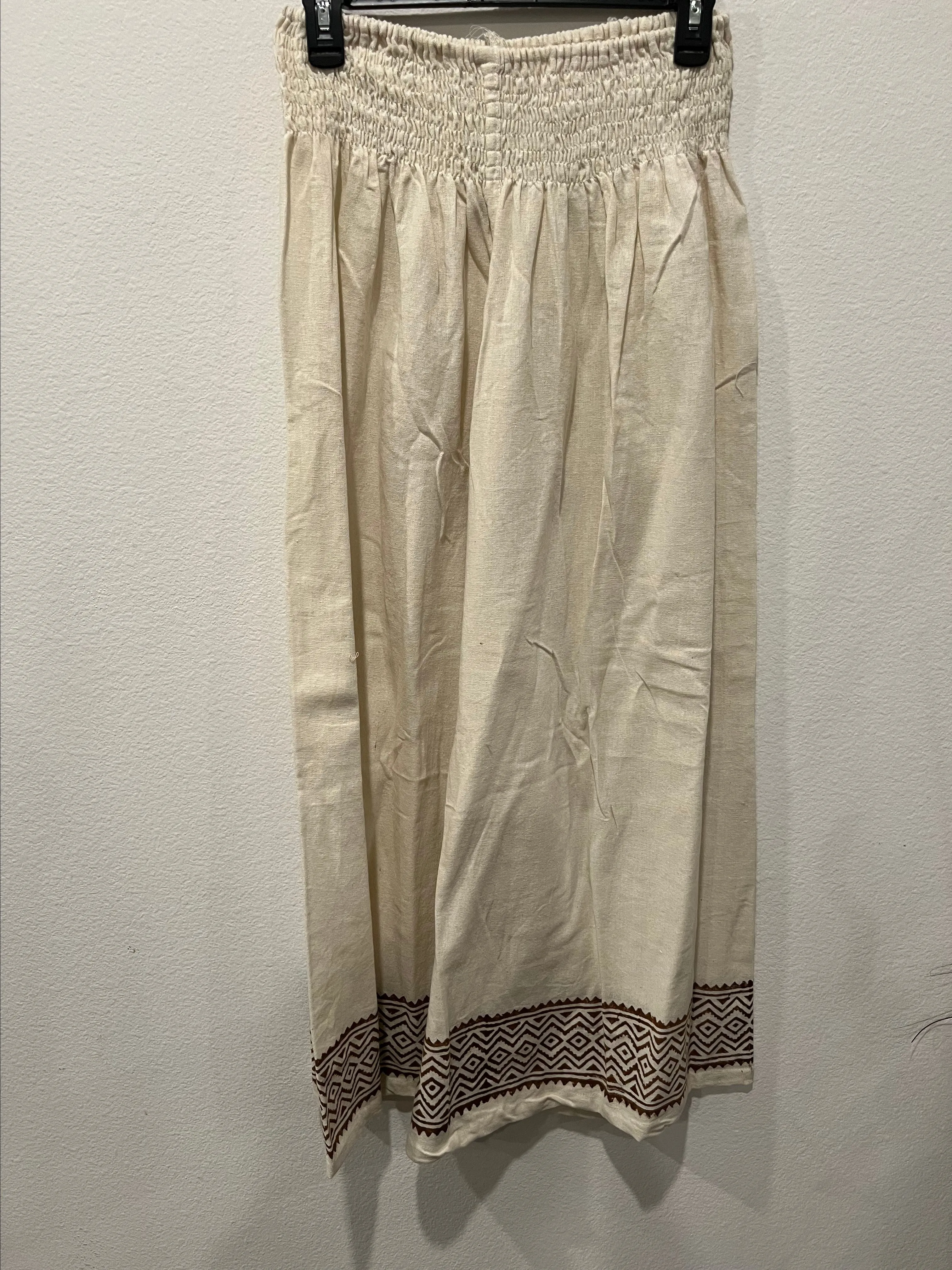 Product image for Elegant Cream with Brown Accents Wide Leg Pants by Kathmandu One Size Fits S-XL