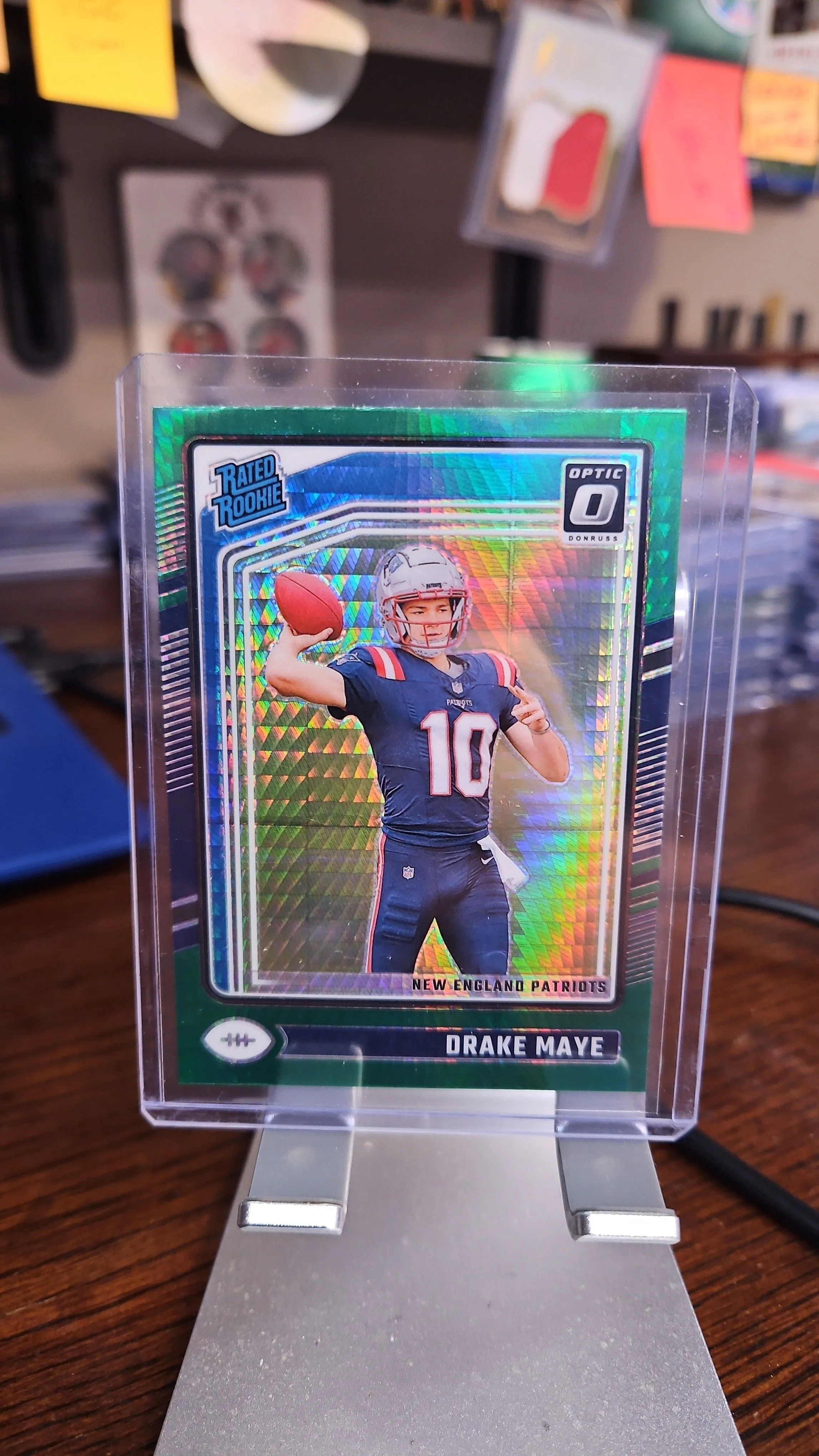 Product image for Drake Maye Rookie....2024 Optic Green Hyper RATED Rookie....Patriots 