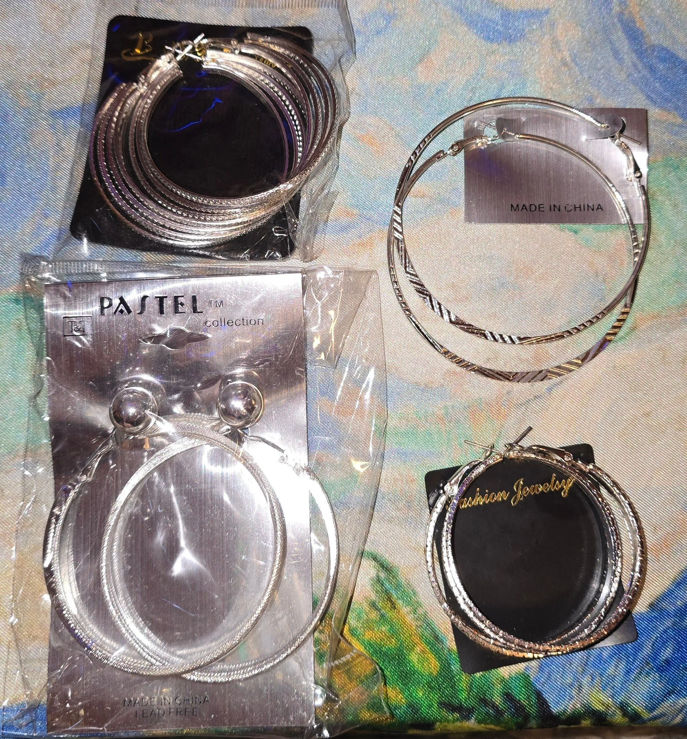 Product image for Silver Hoop Earrings Set Of Four & Silver Pearl Studs
