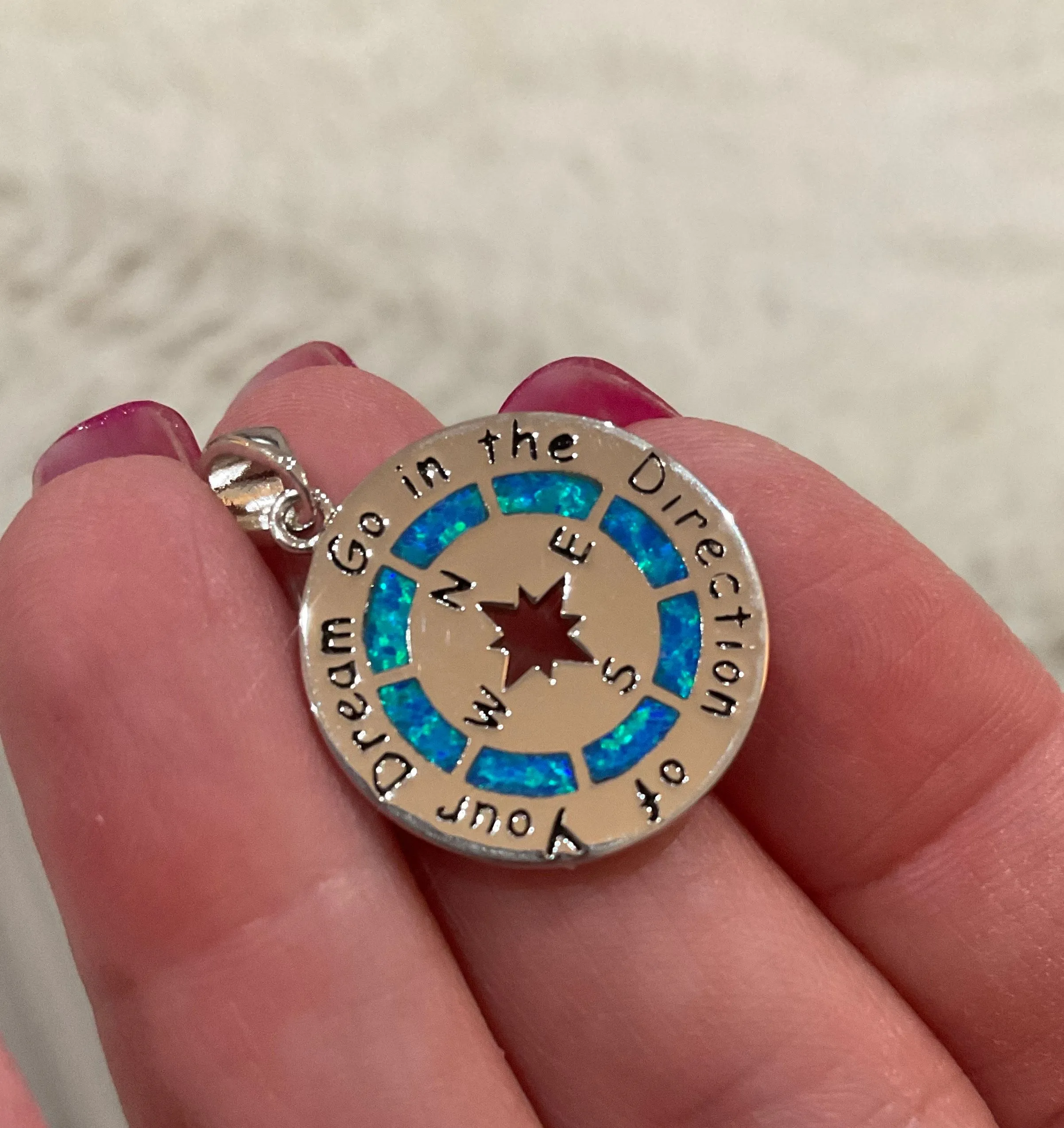 Product image for #1P: 🌟 Sterling Silver Compass Pendant | Inspirational Quote | Graduation Gift Idea 🎓💙