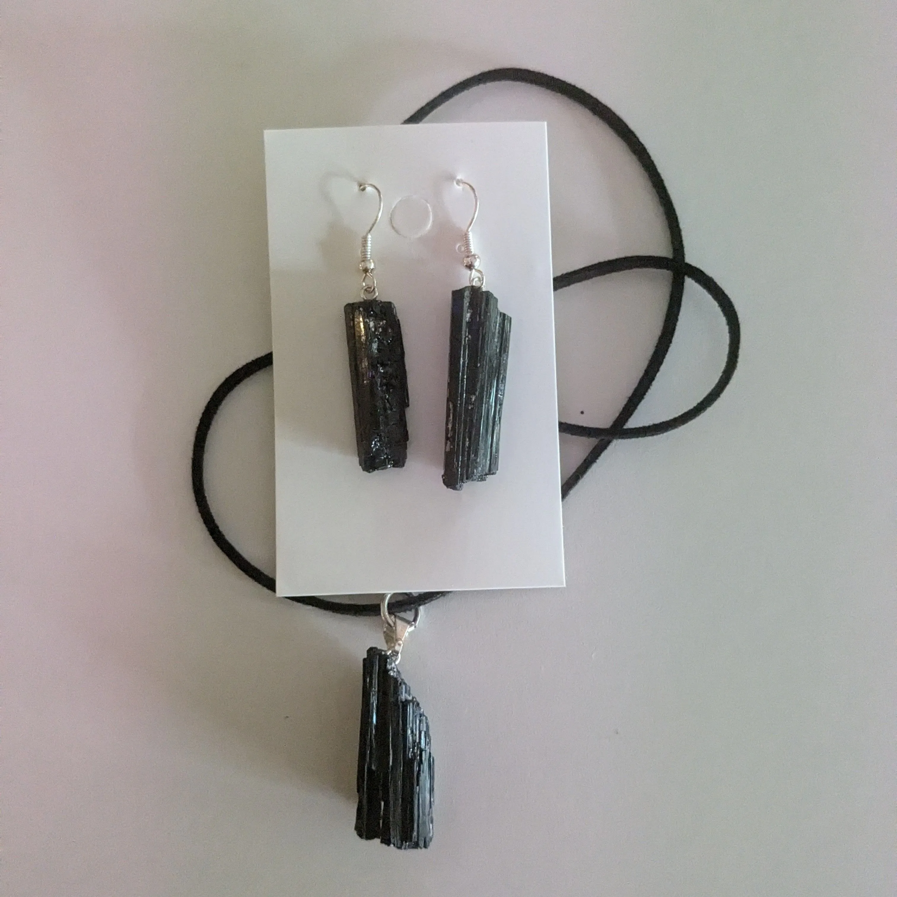 Product image for Black Tourmaline earrings & pendant