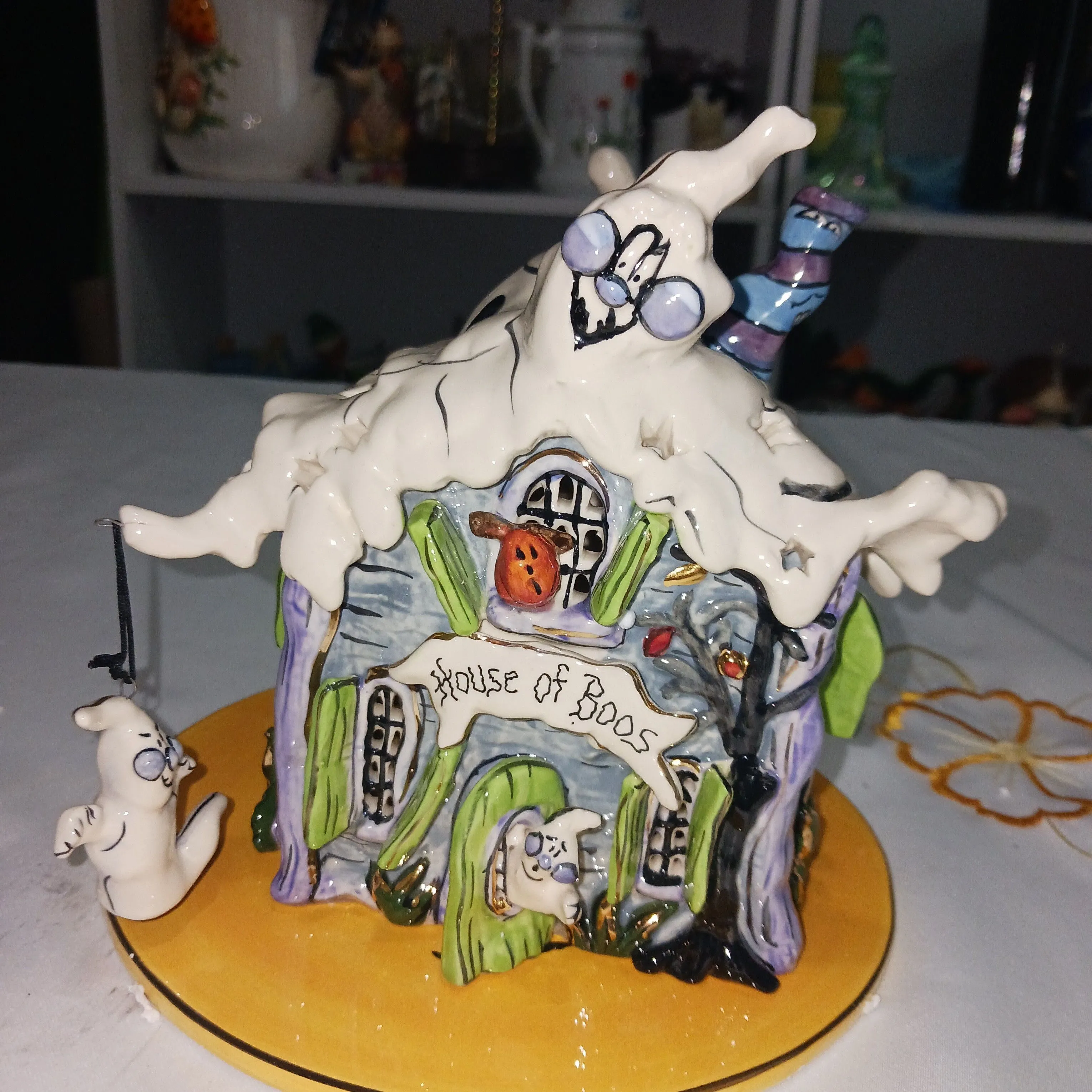 Product image for #15. BlueSky Clayworks "House of Boos"Tea Light Holder with Tray NIB