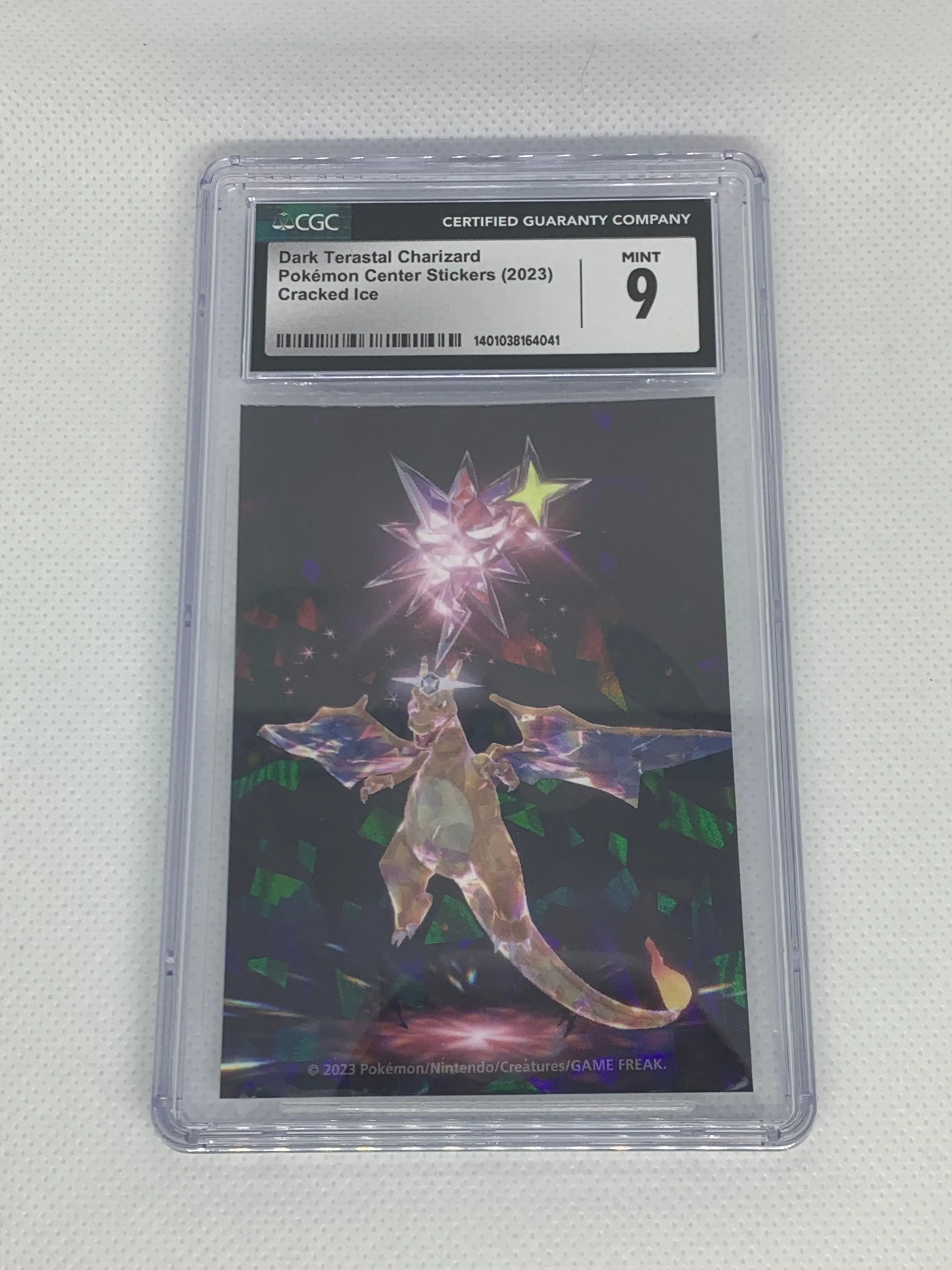 Product image for CGC 9 Dark Terastal Charizard Pokémon Center Stickers (2023) Cracked Ice