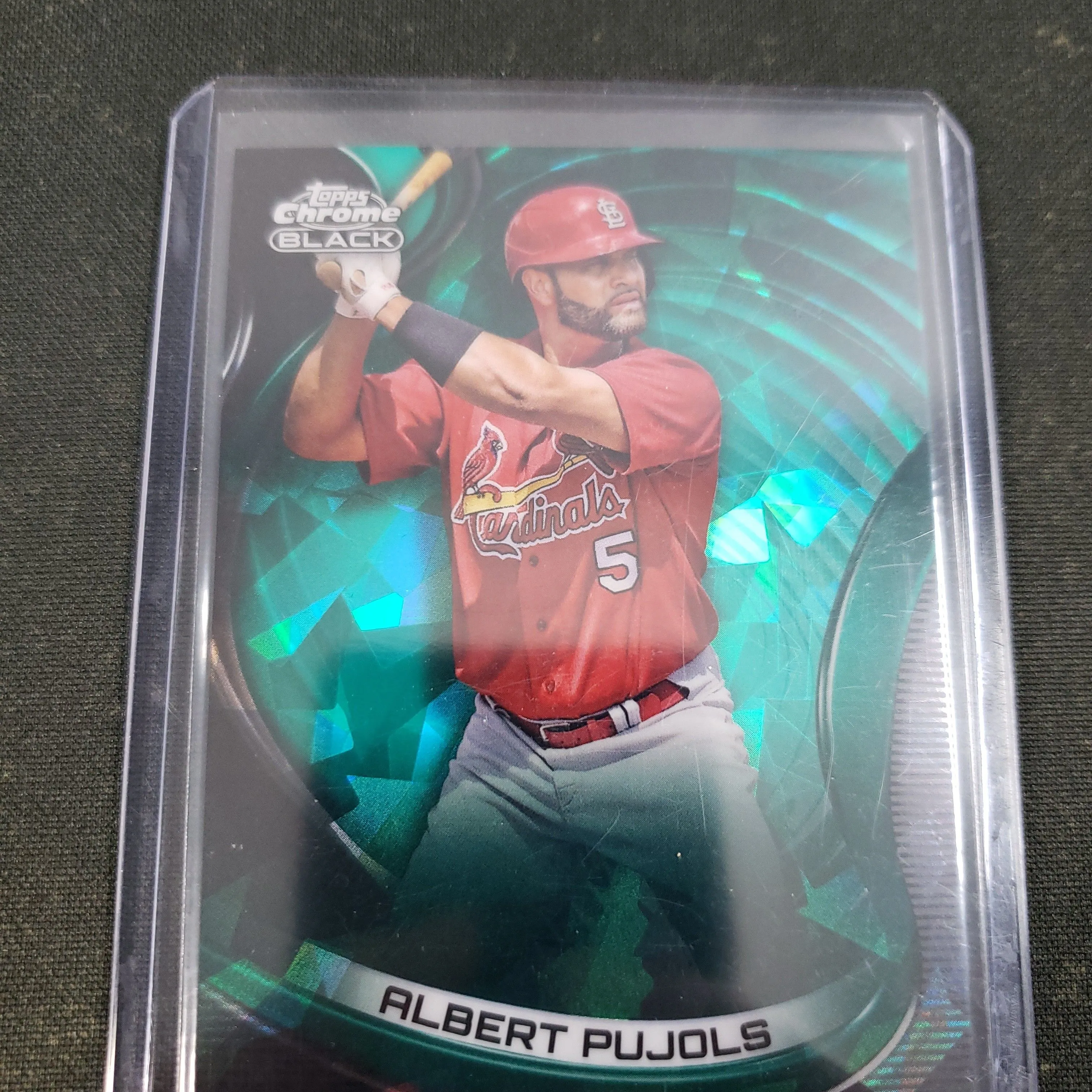 Product image for 2022 Topps chrome black Albert Pujols Green Atomic /99 STL
