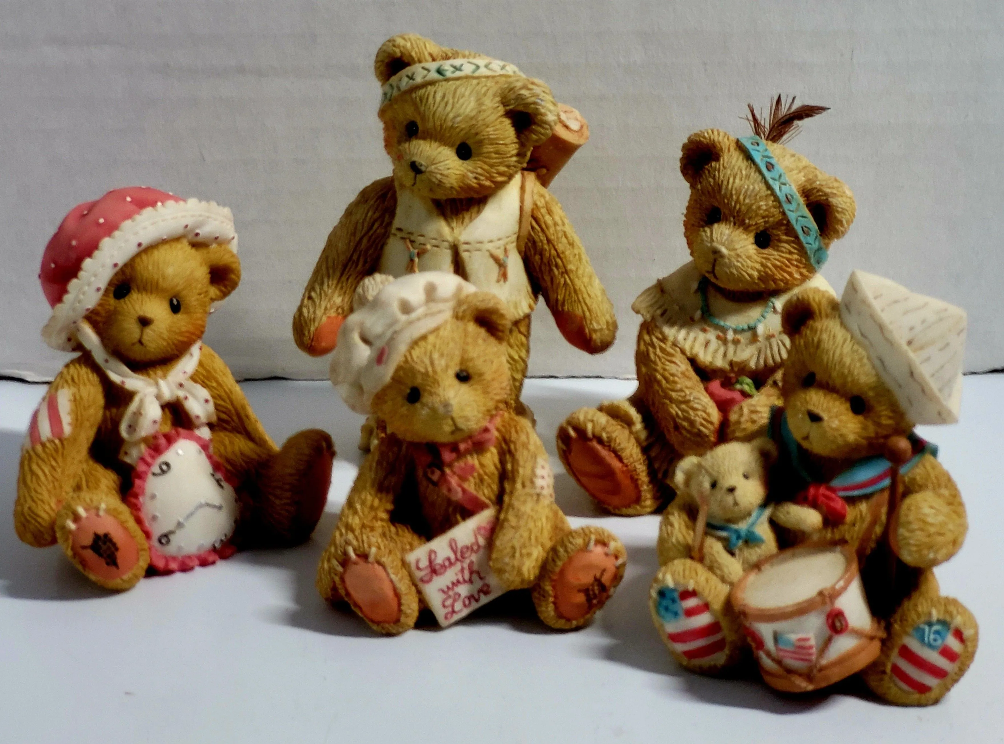 Product image for (Lot Of 5) Bundle Assorted Vintage 90s Cherished Teddies Collection Figurines Hand Painted Resin Exc
