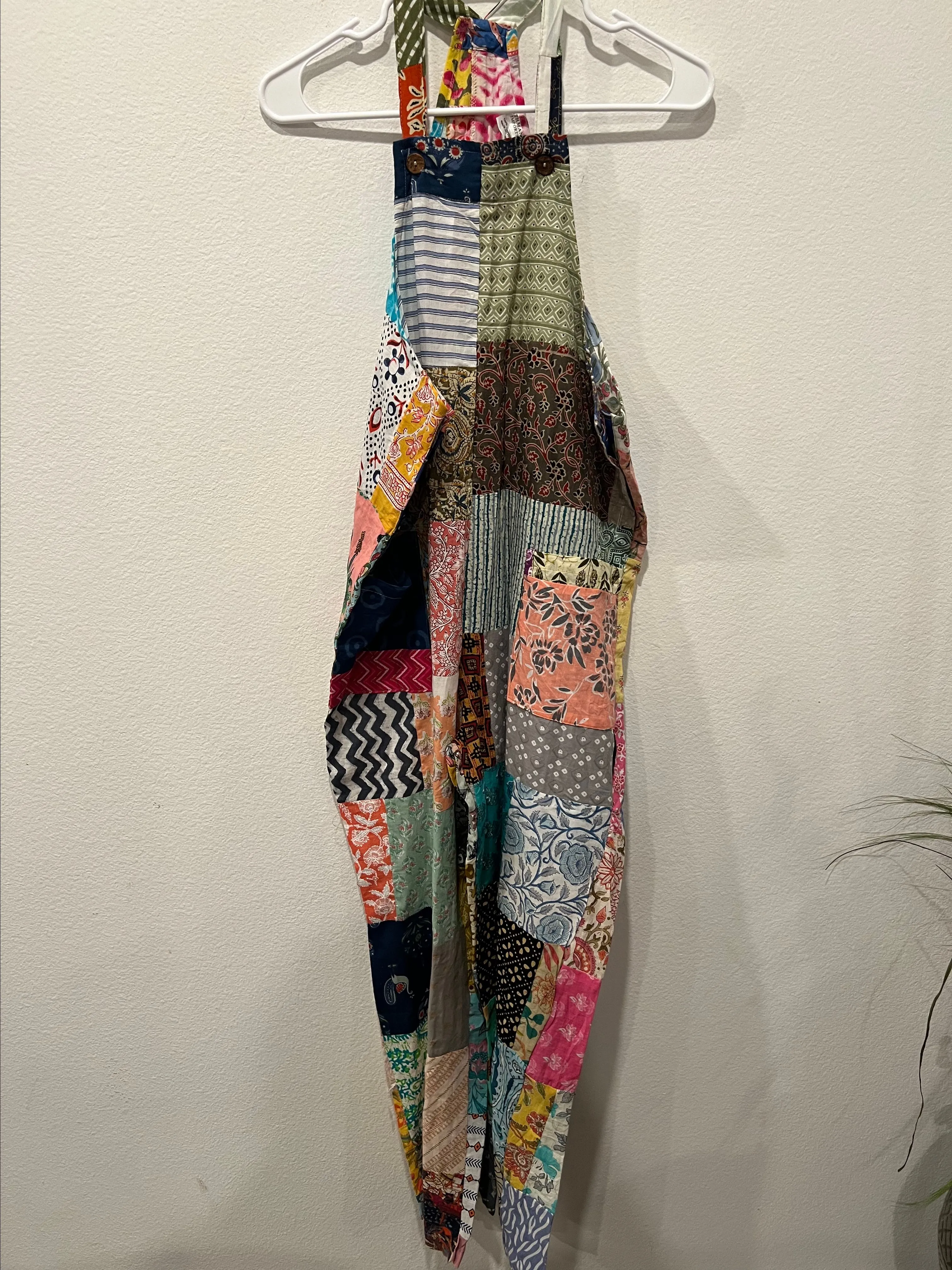 Product image for Colorful Patchwork Overalls by Kathmandu One Size Fits S-L