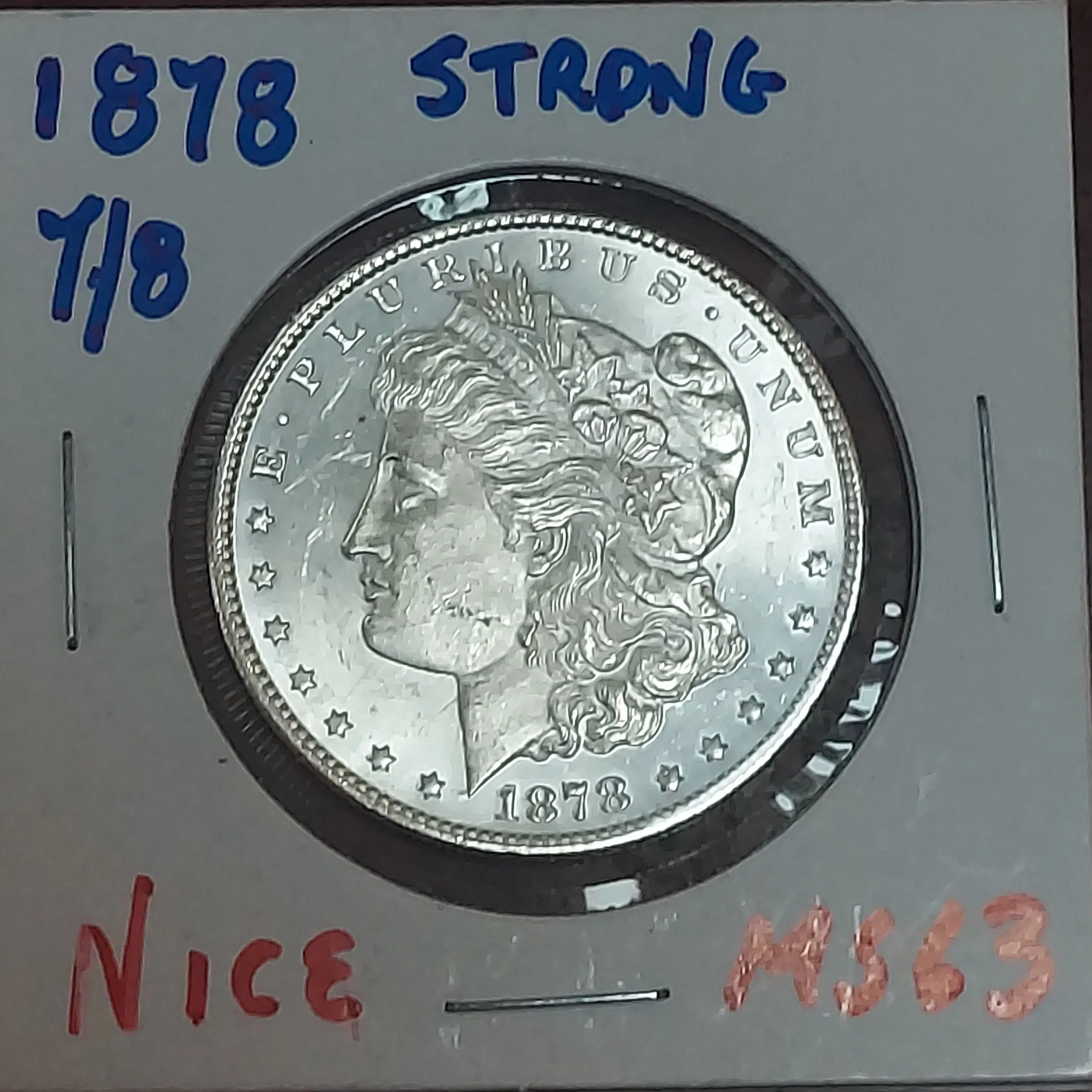 Product image for 1878 7/8 TF MORGAN DOLLAR GRADING MS63