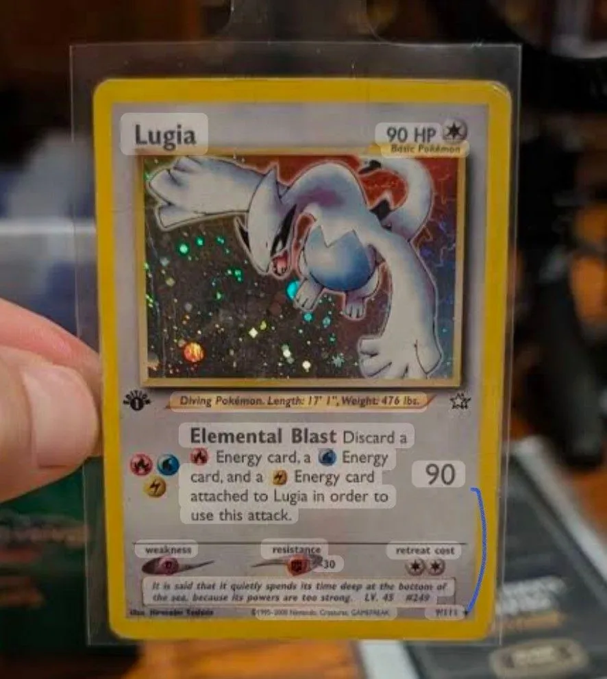 1995 lugia pokemon card Lugia 20/64 Neo Revelation Non-Holo Rare Pokemon Card Near Mint main image 1