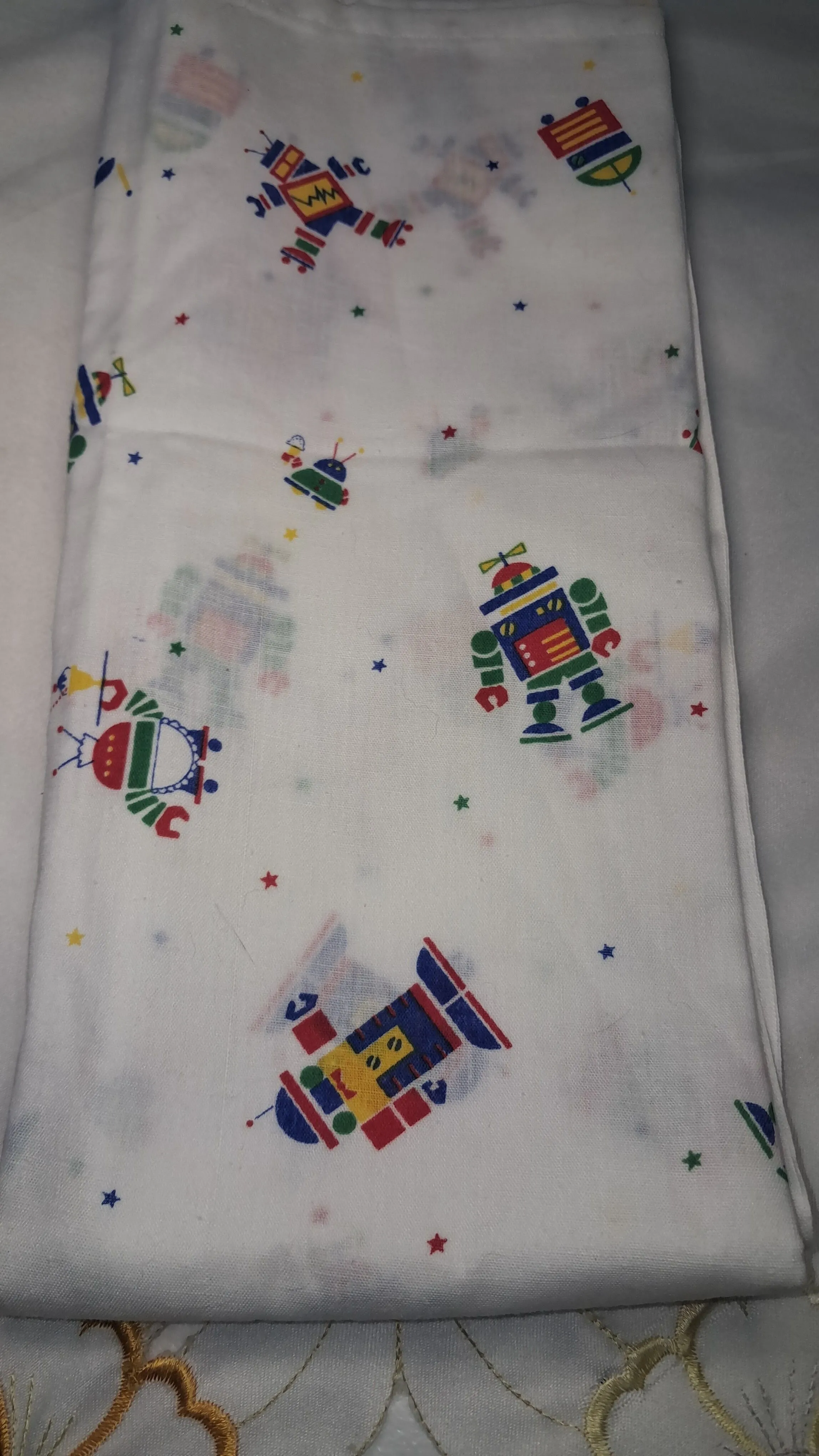 Product image for #18. Single Robot Crib Top Sheet