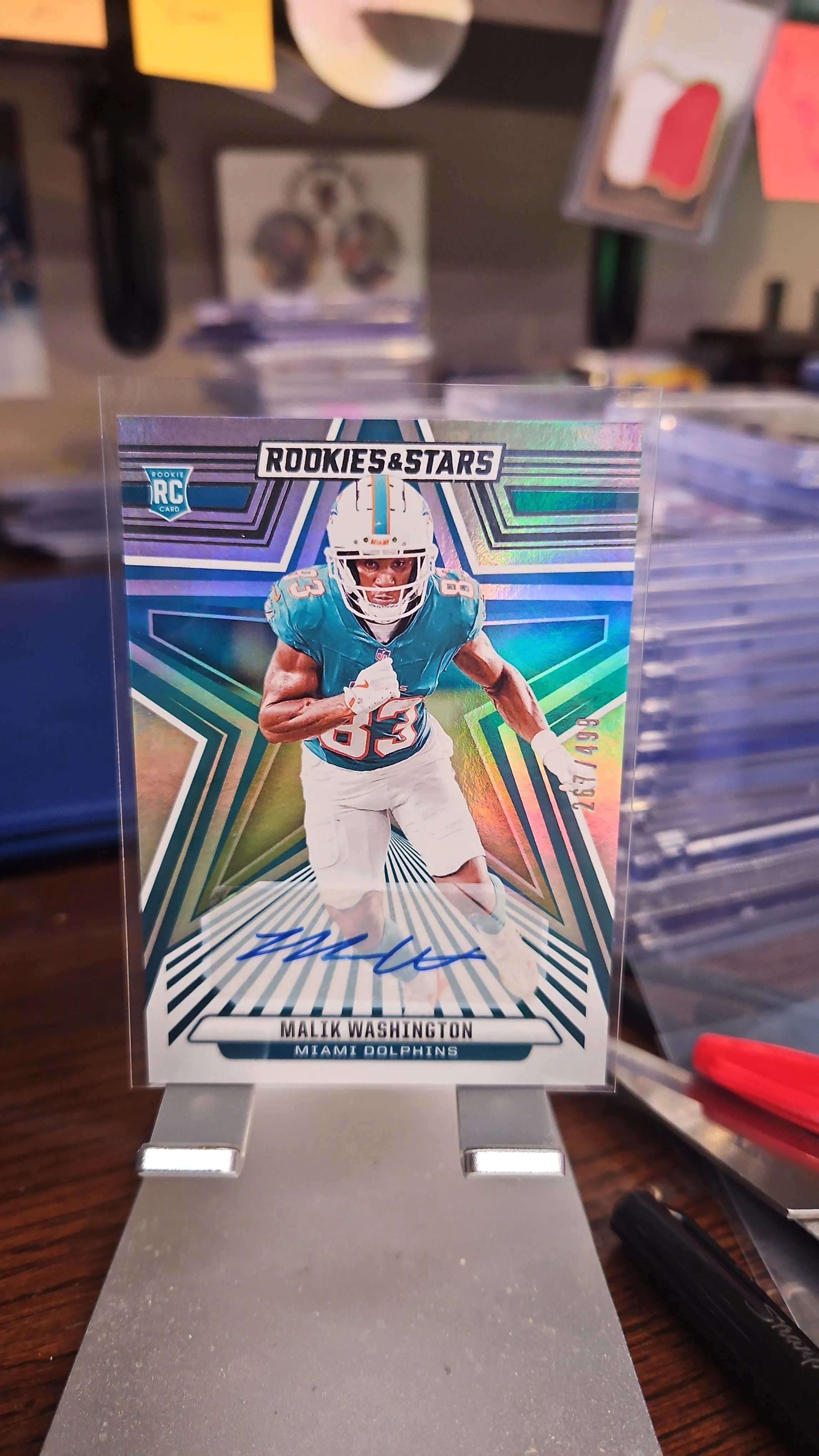Product image for Malik Washington Rookie Auto #d 267/499...2024 Rookie and Stars..Dolphins