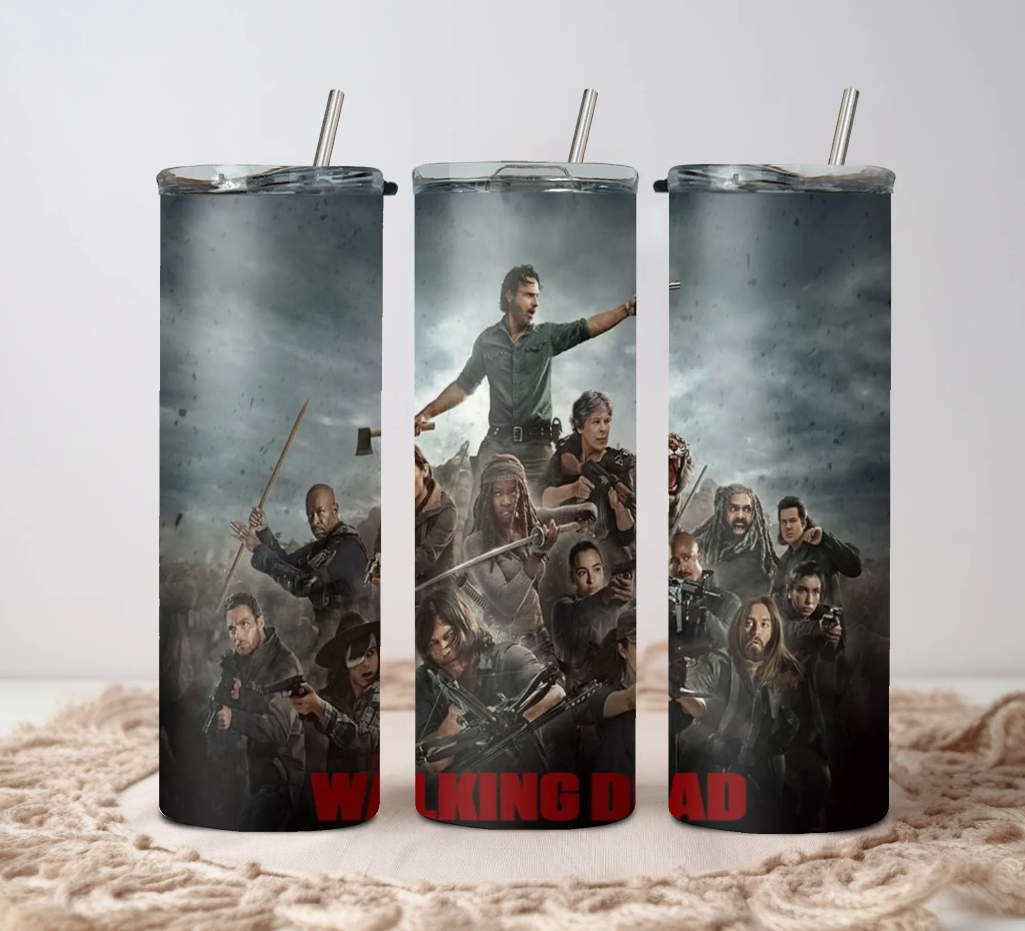 Product image for The Walking Dead 20oz stainless steel tumbler with lid and straw