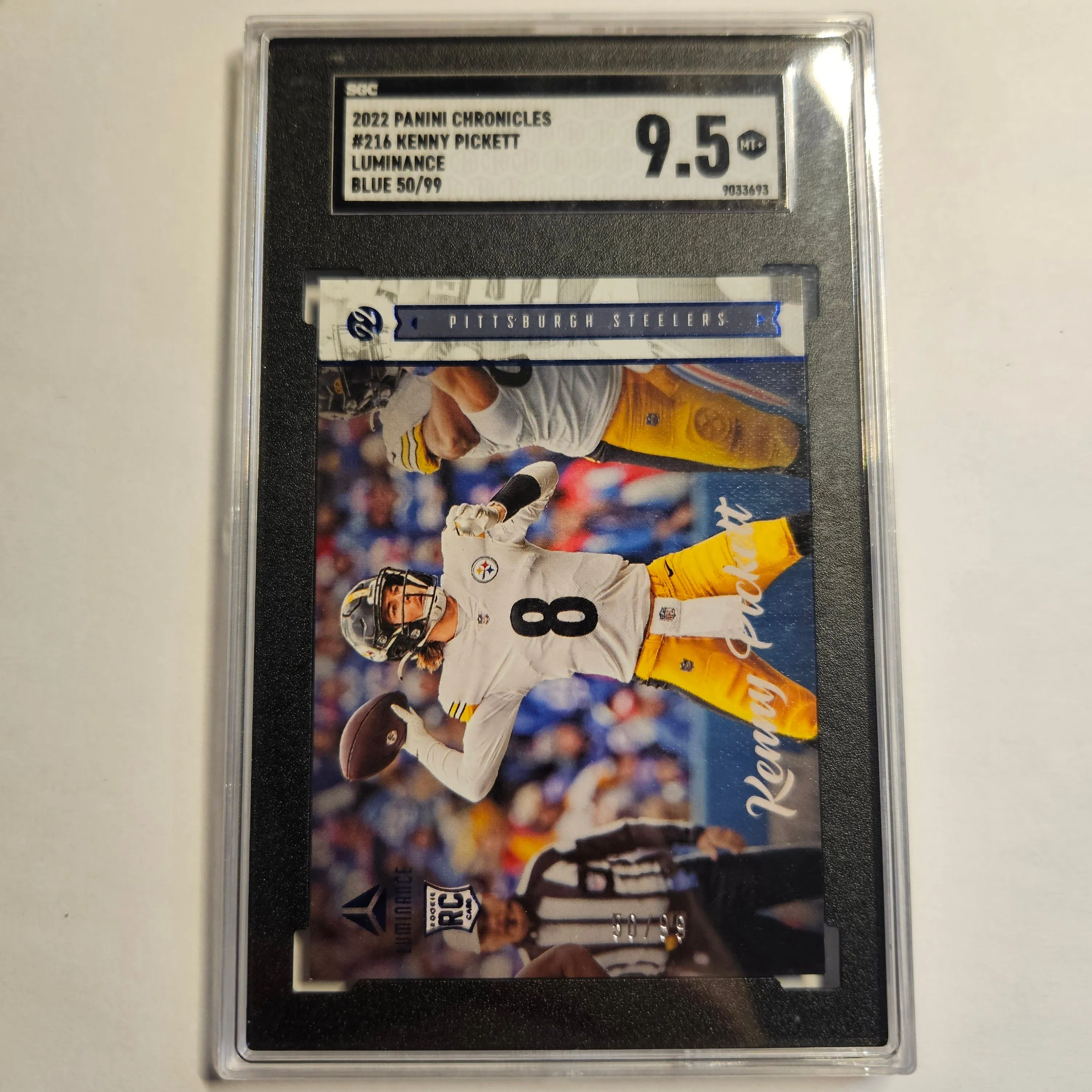 Product image for Kenny Pickett 2022 Panini Chronicles - SGC 9.5 - 50/99 Blue Luminance