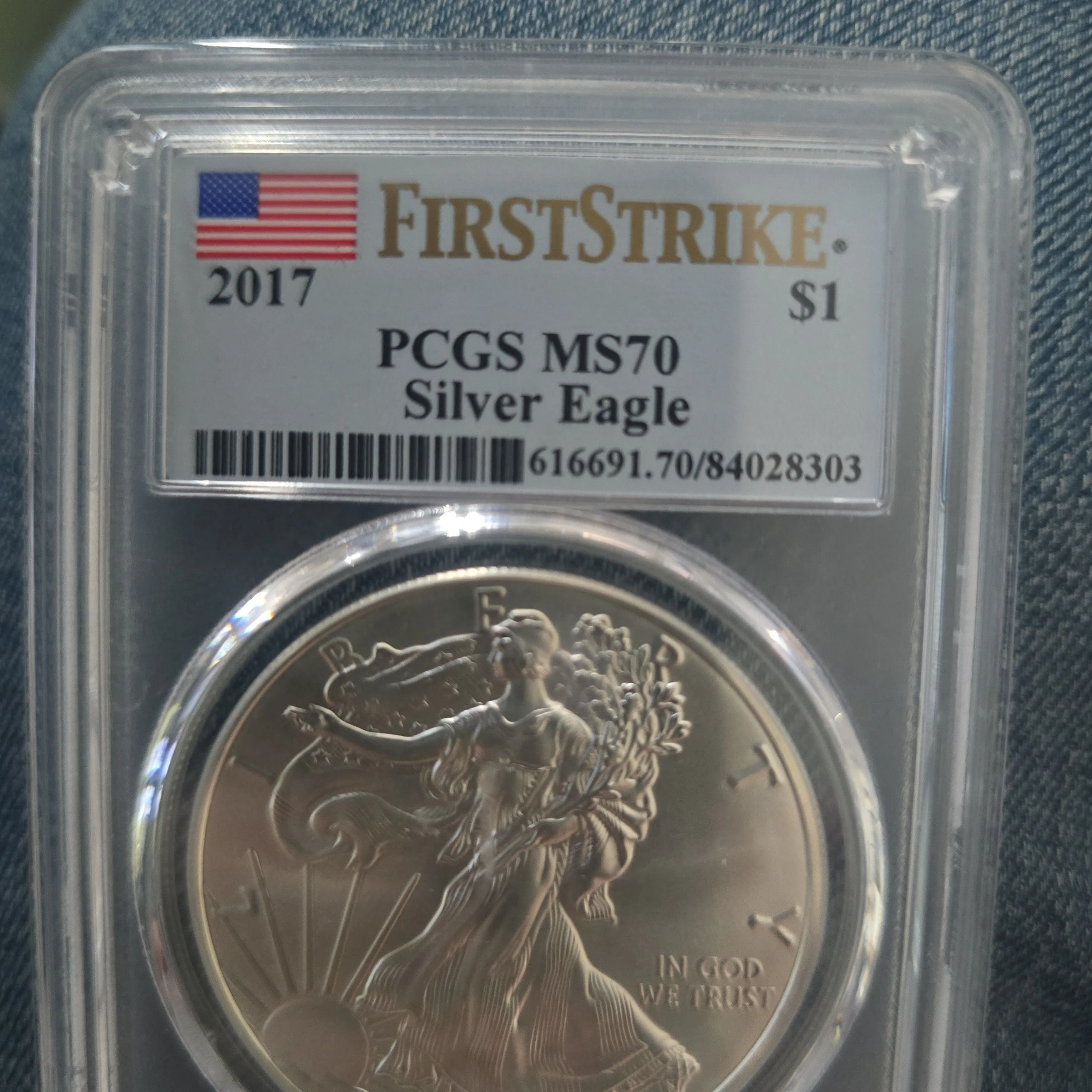 Product image for 2017 $1 Silver Eagle First Strike MS70 PCGS