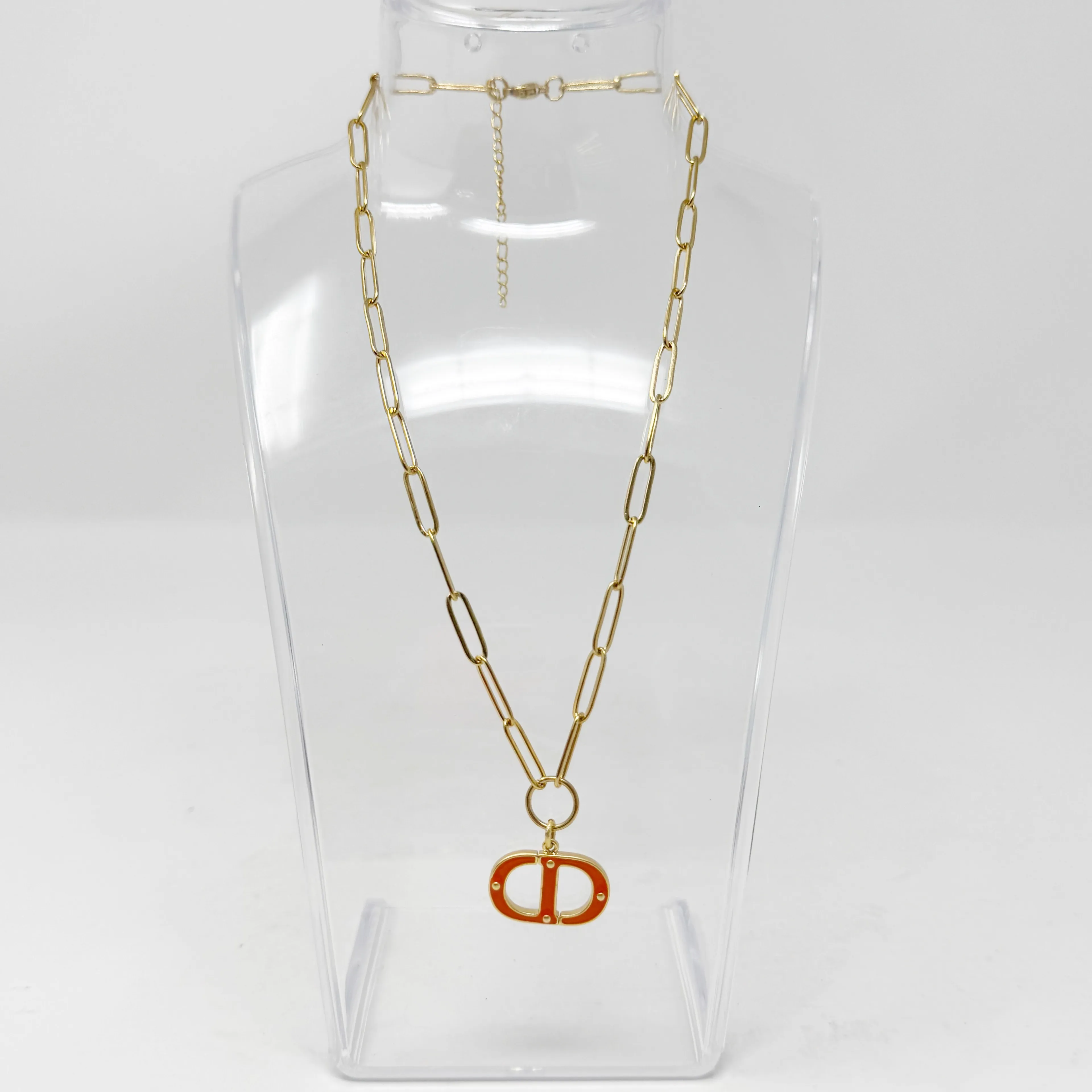 Product image for DIOR Upcycled Orange/Gold Necklace