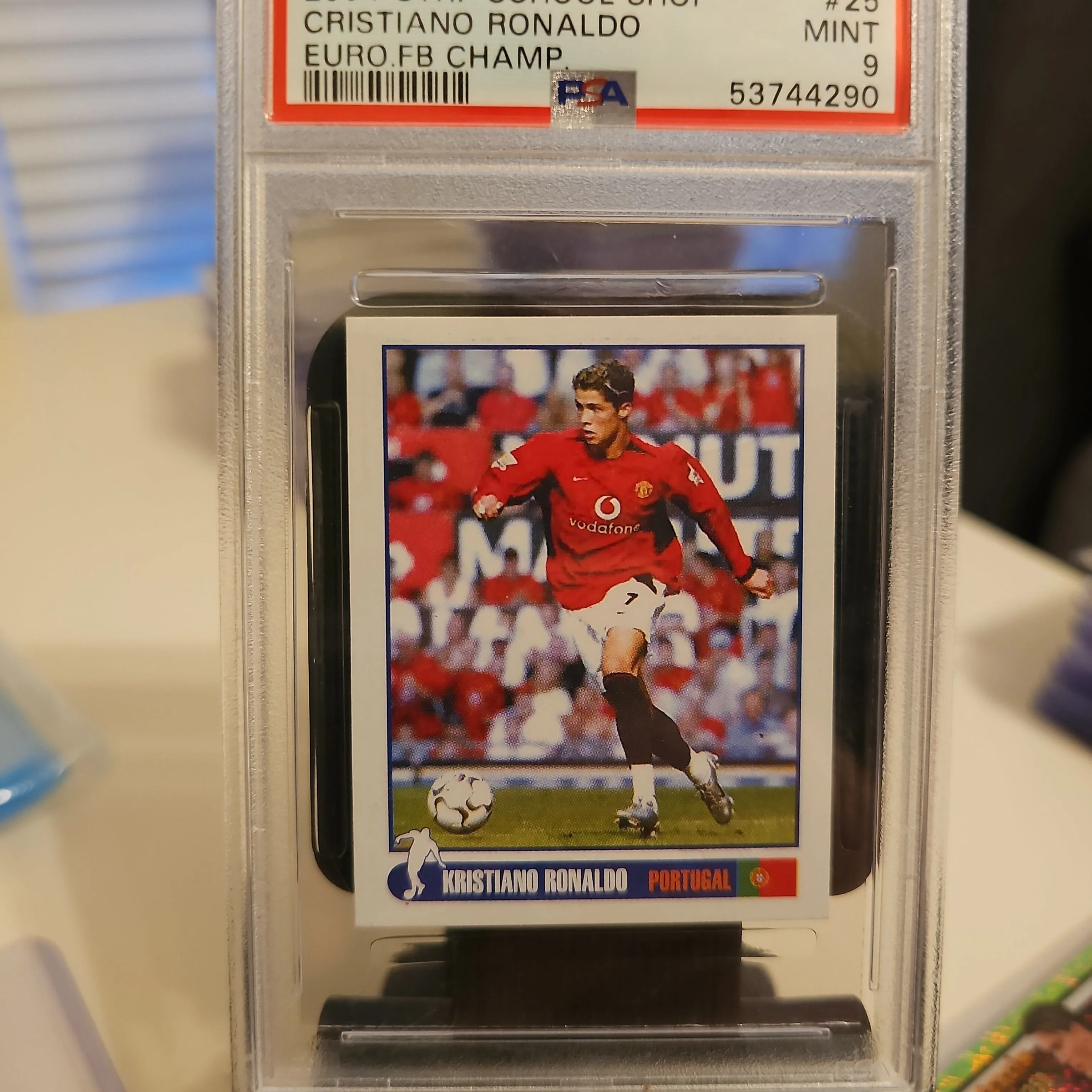 Product image for 2004 G.T.R.P. School Shop European Football Championship Cristiano Ronaldo Euro.Fb Champ. PSA MINT 9