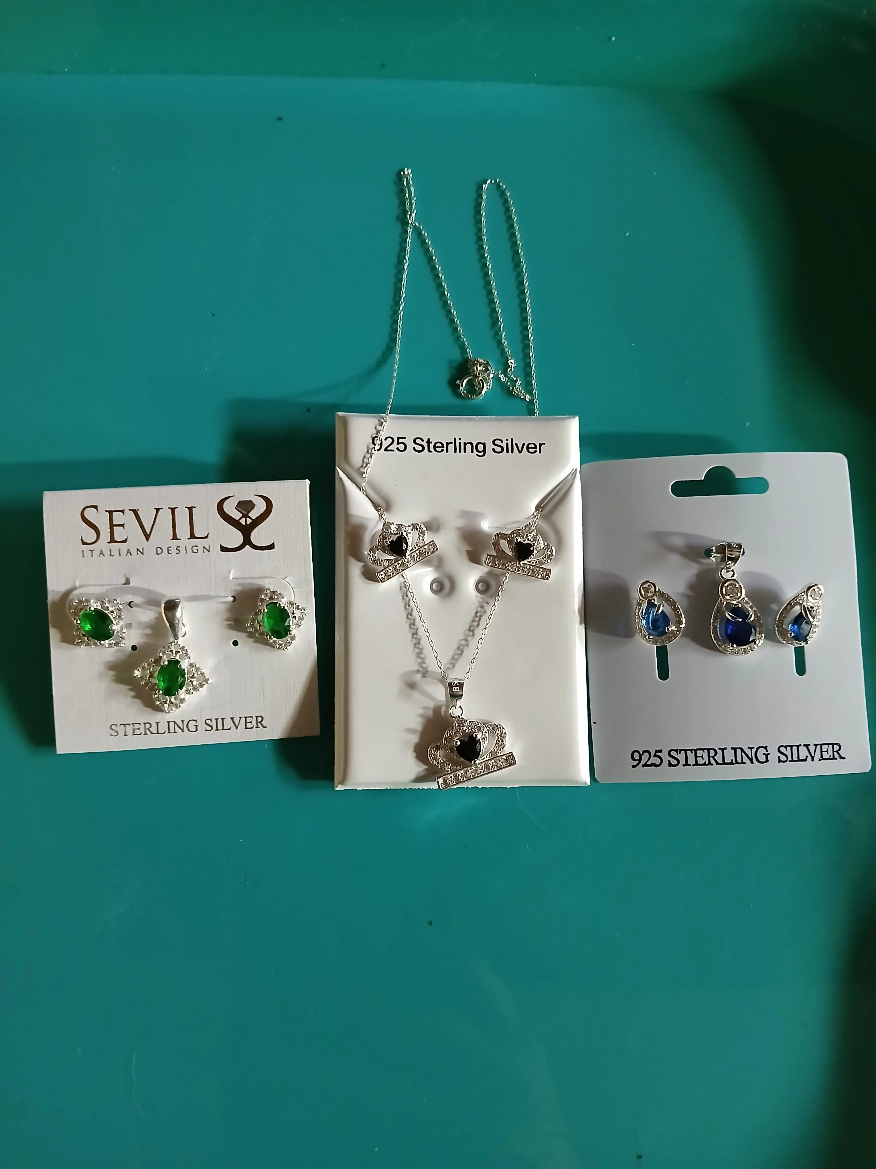 Product image for Sterling silver earrings and pendant sets 