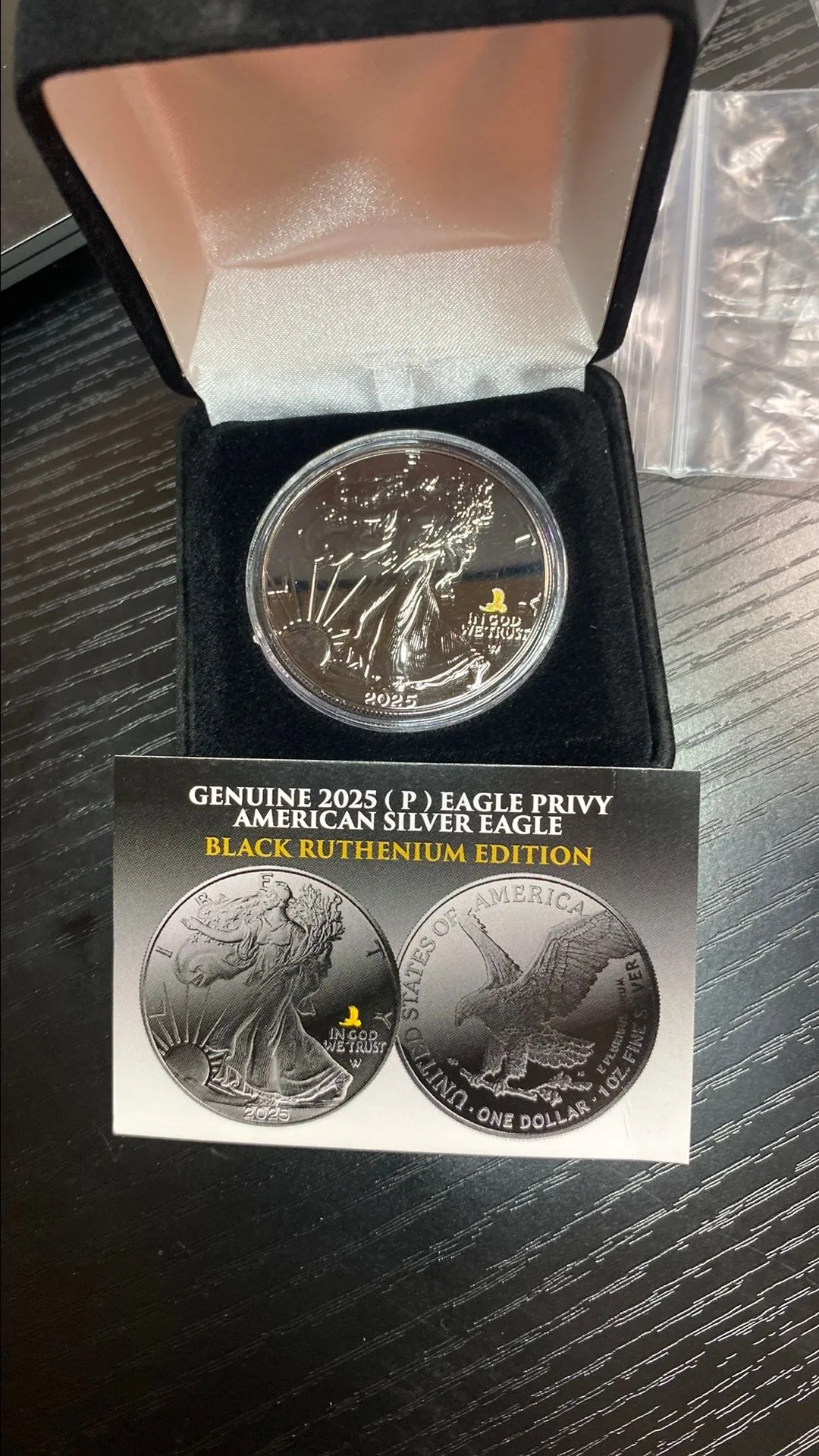 Product image for 2025 ASE black ruthenium gilded with a gold eagle privy!