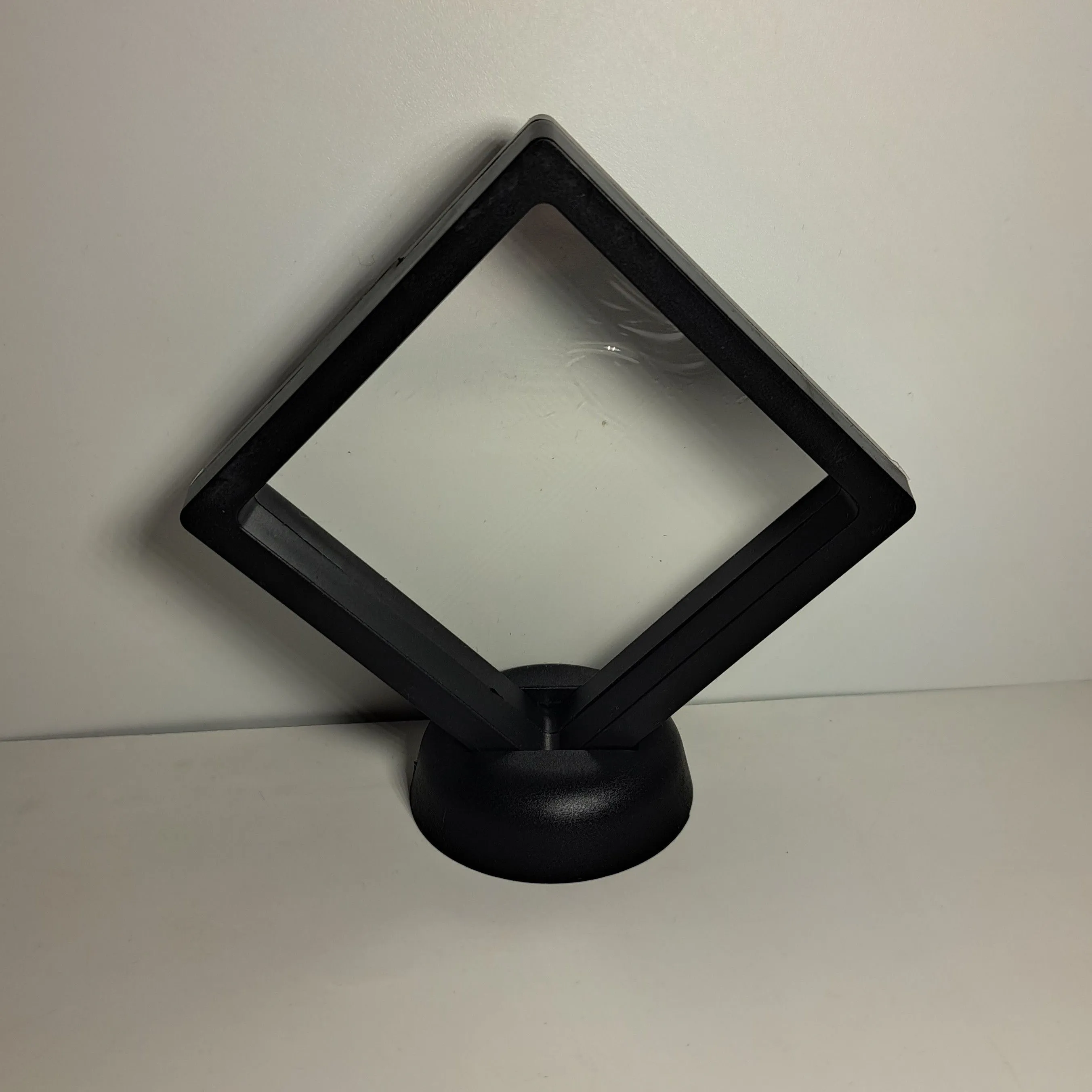 Product image for Never used floating diamond display case for lego mini figures w stand