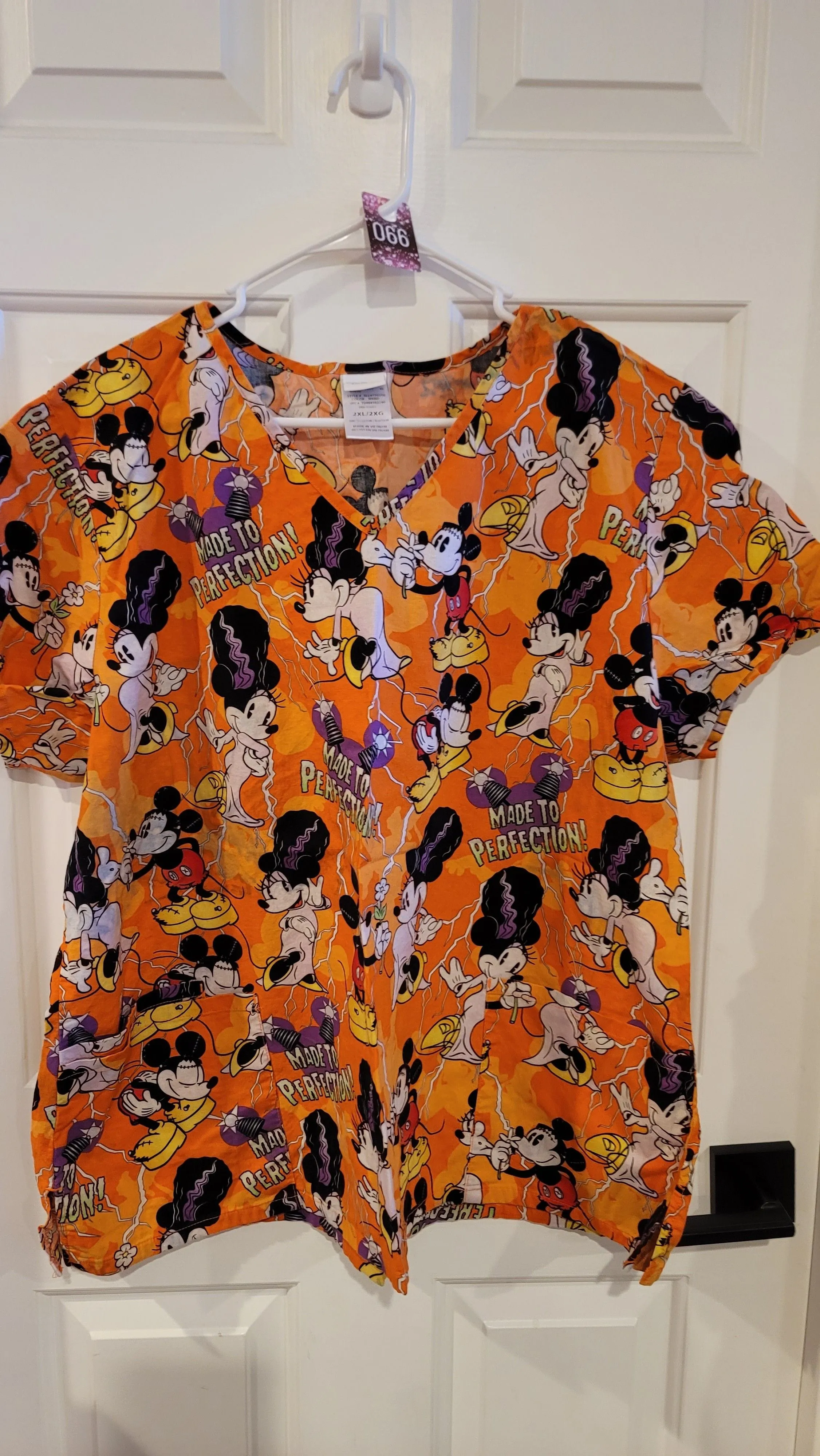Product image for #66 Disney - Franken Minnie & Mickey Scrub Top Size 2X