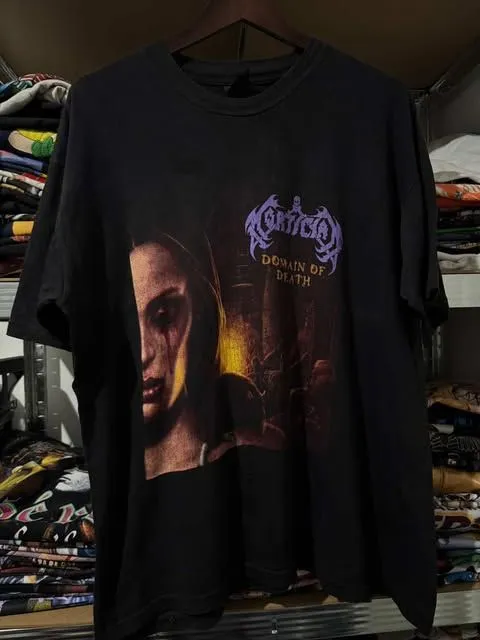 Product image for 2000s Morticia Domain Of Death Size Large Mexican Boot Band Tee 