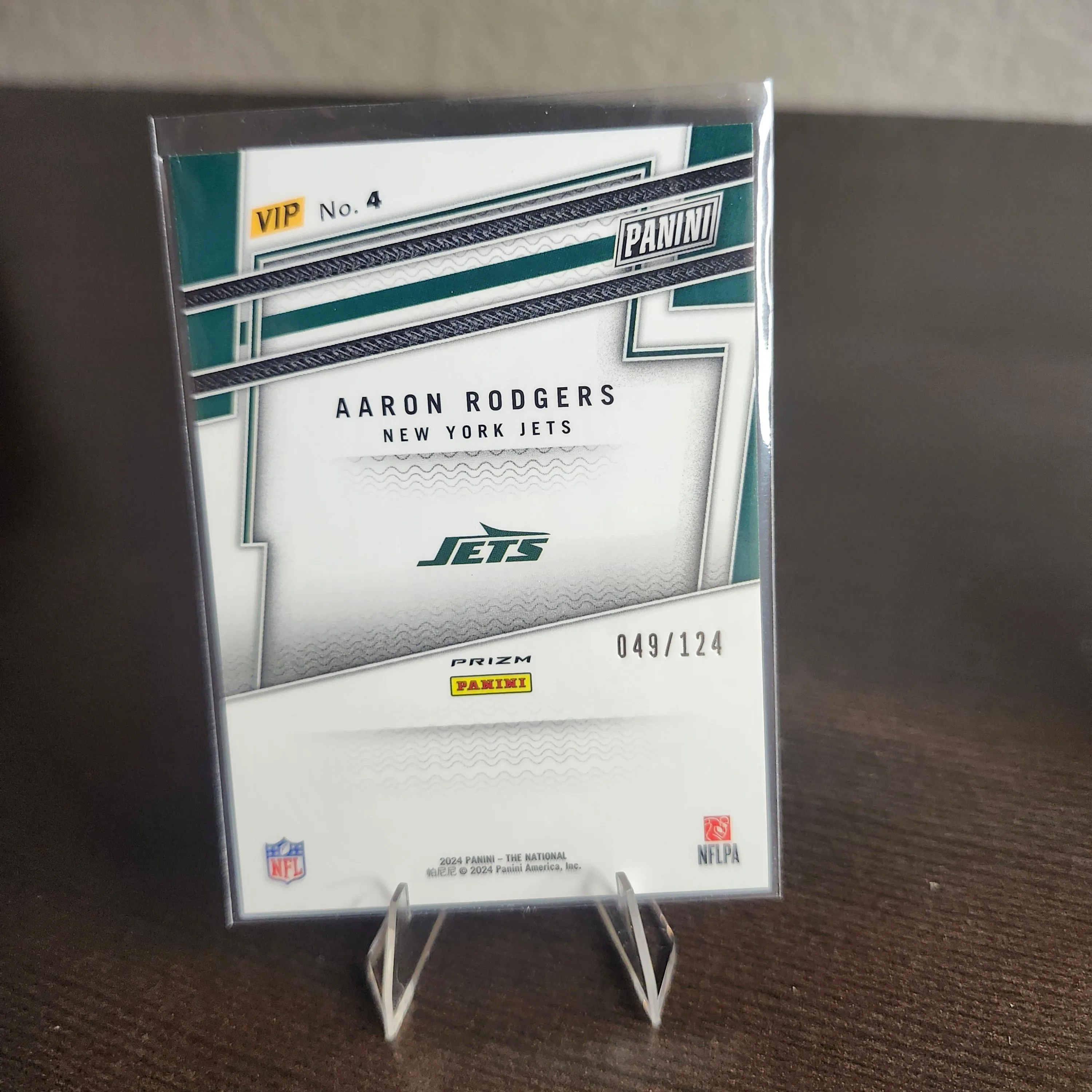 Product image for 2024 Panini National VIP Gold Pack - Blue Sparkle Prizm #4 Aaron Rodgers /124