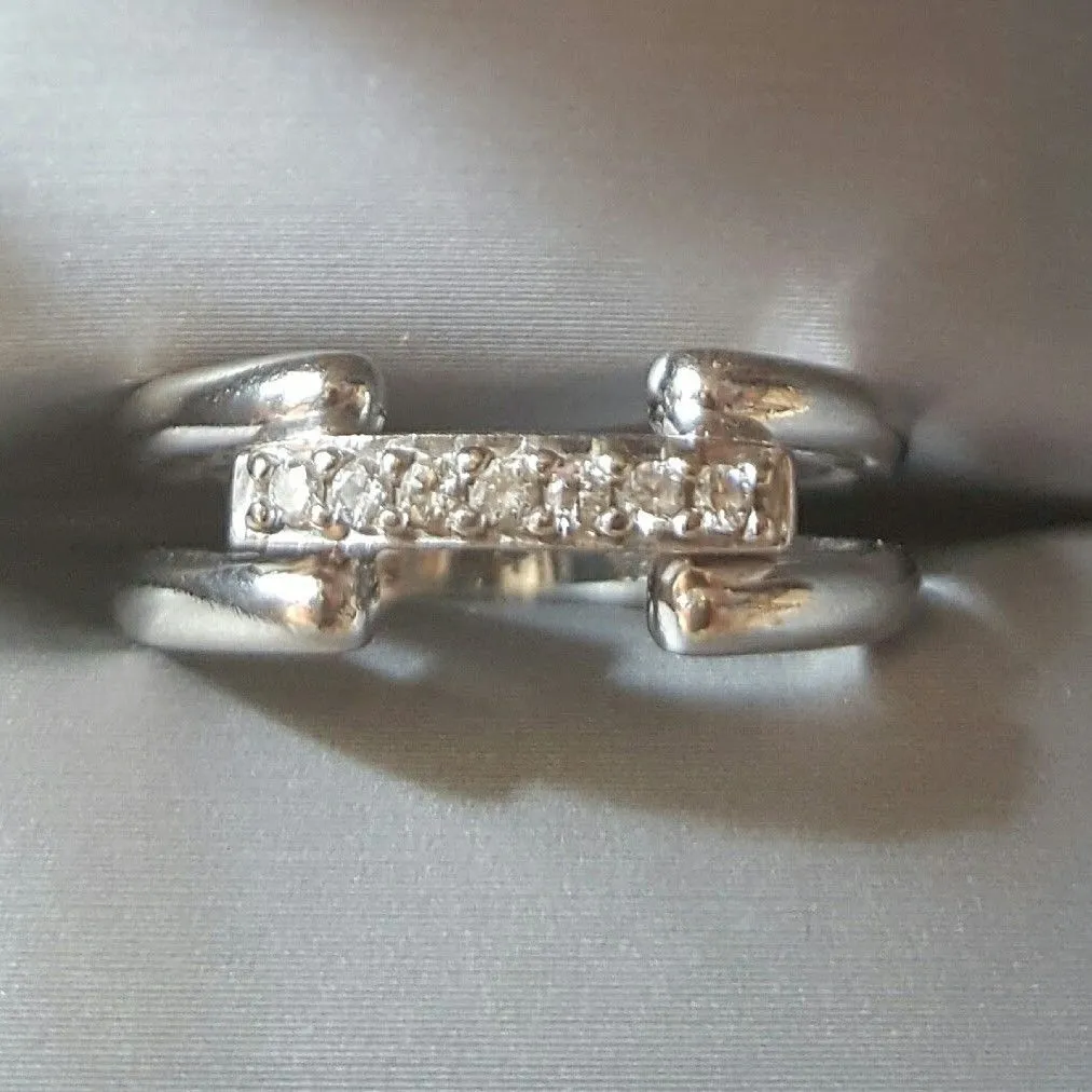 Product image for 14k white gold diamond modernist ring