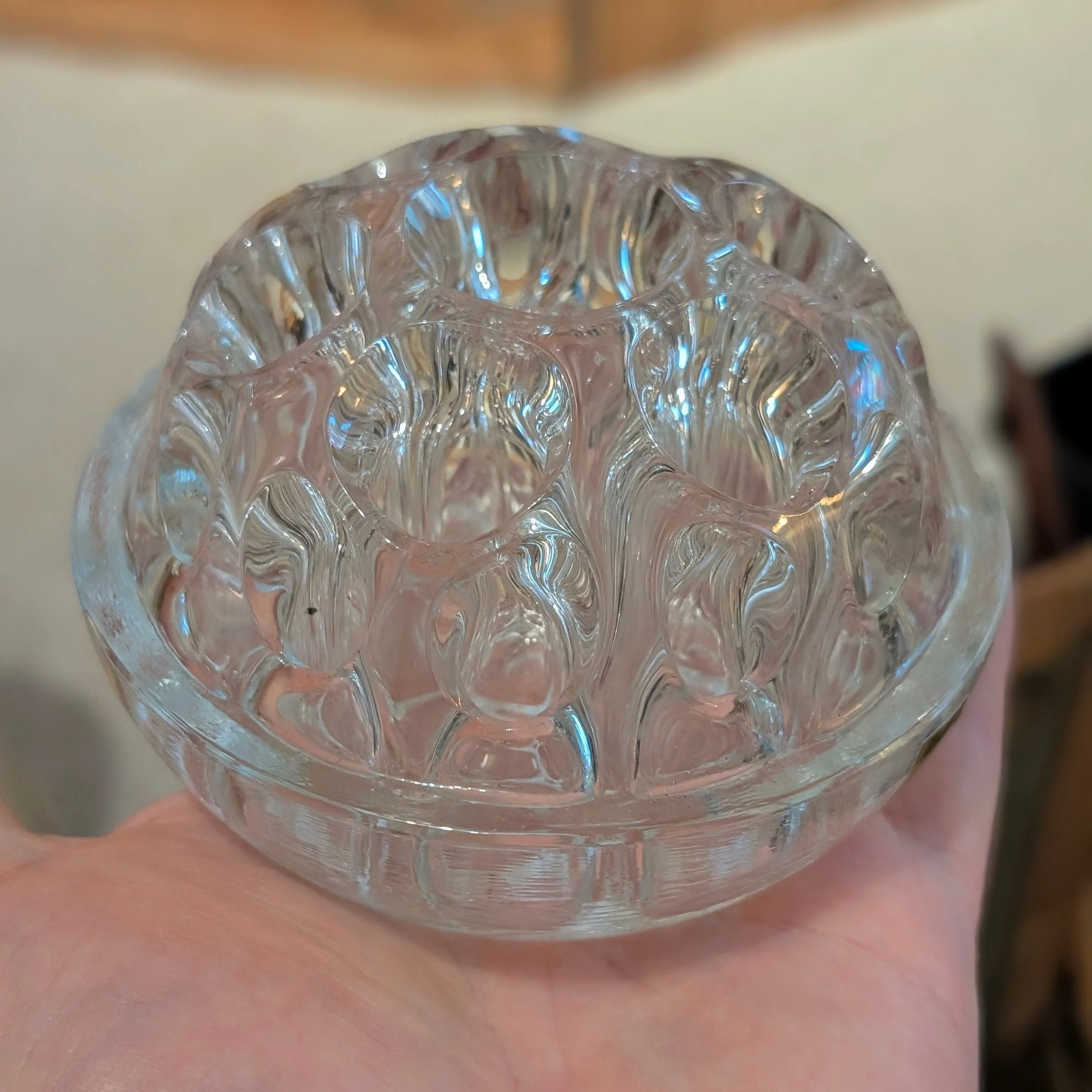 Product image for Medium French Clear Glass Flower Frog 