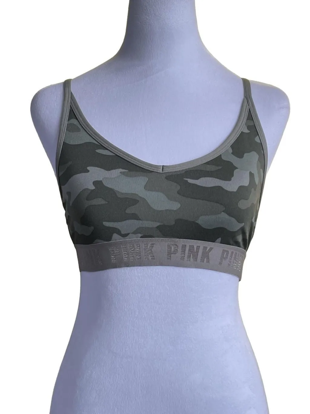 Product image for PINK by Victoria's Secret Sports Bra, Size S, Grey Camo