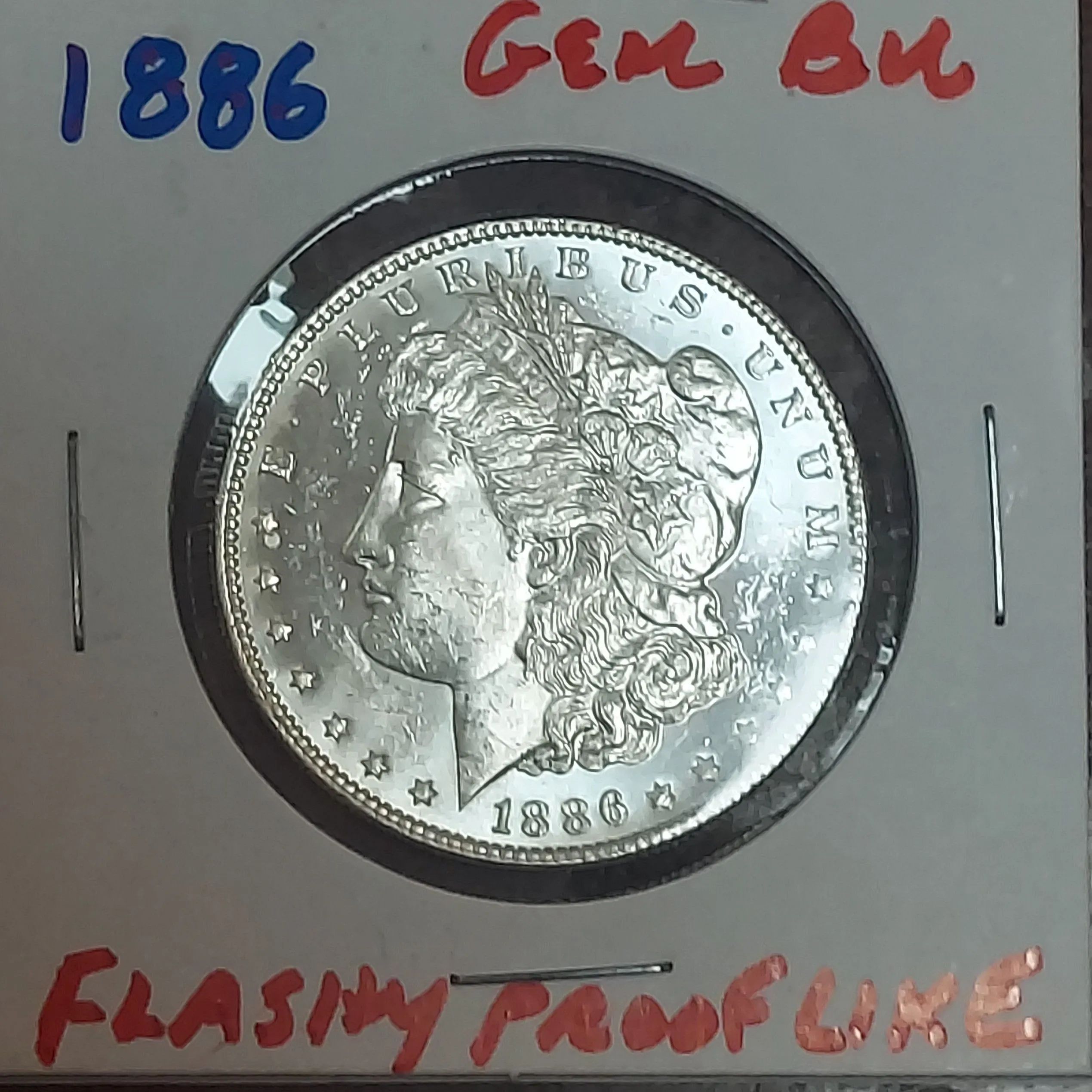 Product image for 1886 MORGAN DOLLAR GEM BU PROOFLIKE NICE