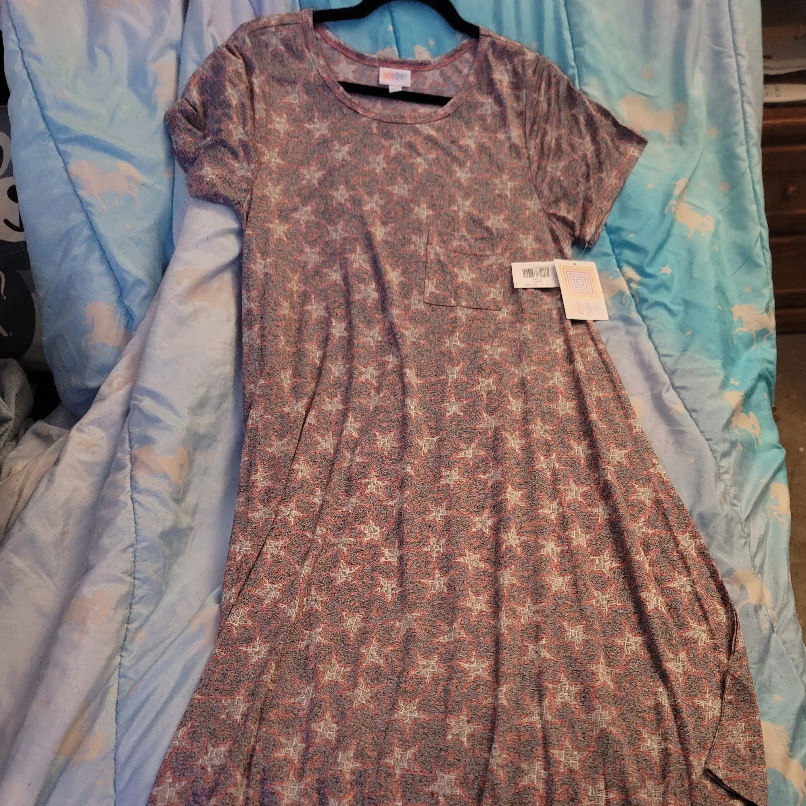LuLaRoe Carly Large red, white and blue stars dress NWT  Whatnot: Shop,  Sell, Connect
