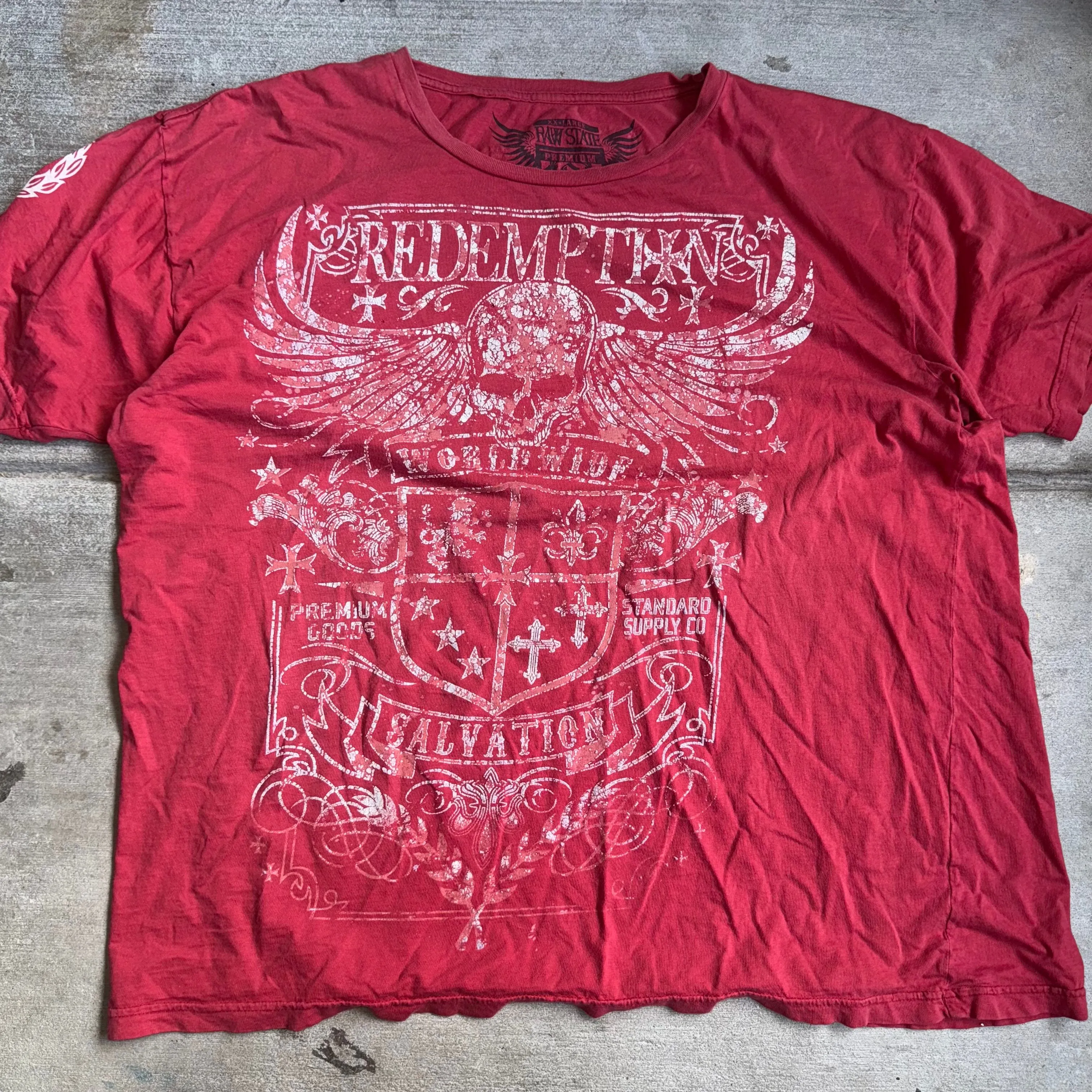 Product image for #170 Raw State Affliction Y2K Style Red Graphic T-Shirt