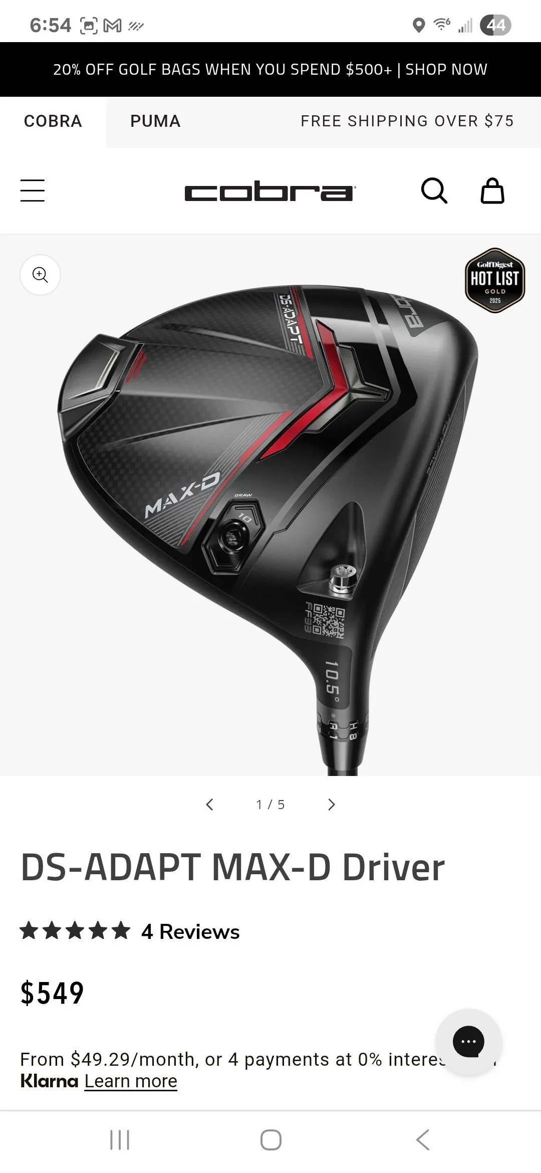 Product image for Cobra Darkspeed Adapt Max-D Driver 10.5 Upgraded Shaft