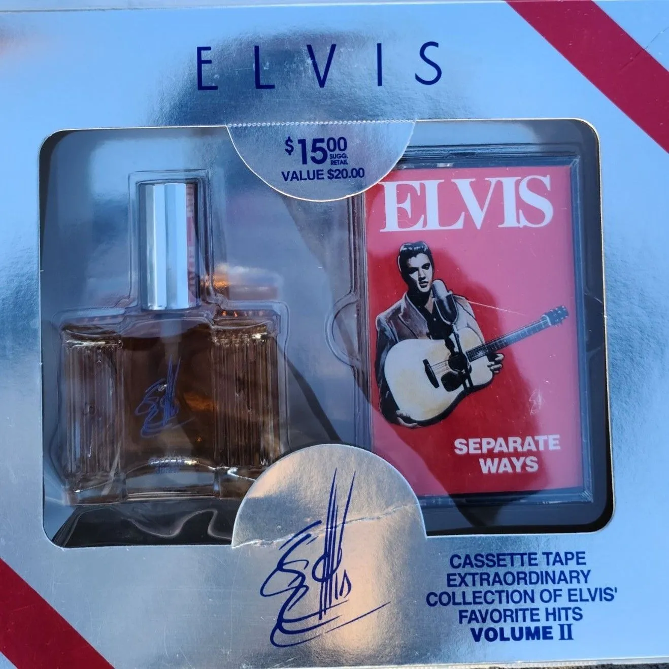 Product image for Vintage ELVIS Cologne & Cassette Tape Set Vol II Presley 1.5 fl oz Favorite Hits New in Box Collect
