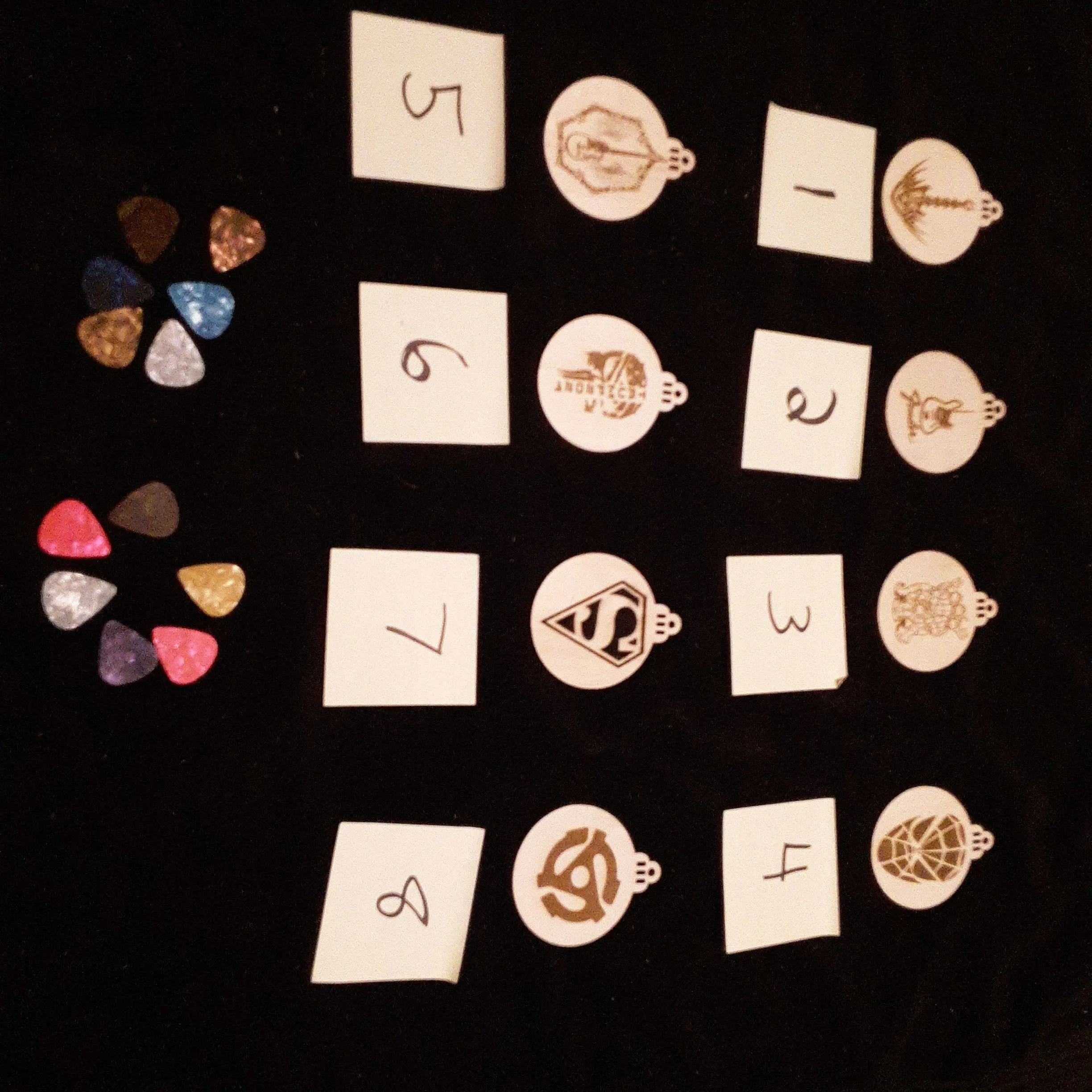 Product image for 12 picks and custom laser engraved Christmas ornament