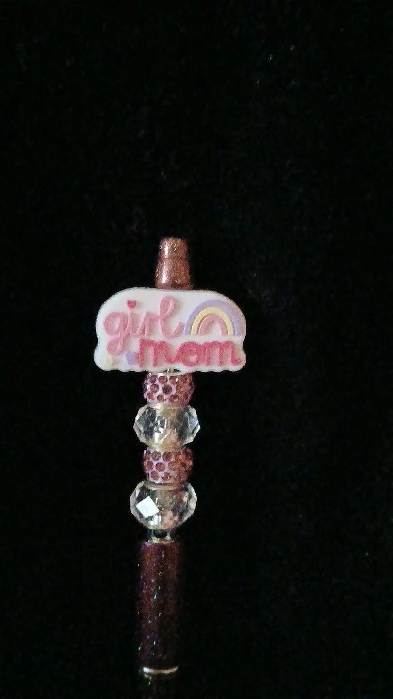 Product image for Beadable Pens - purple and pink GIRL MOM PEN #201