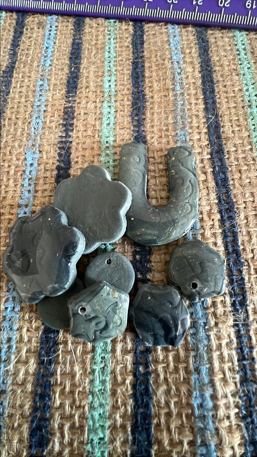 Product image for Gray & Green Mixed Clay Charms Set of 8