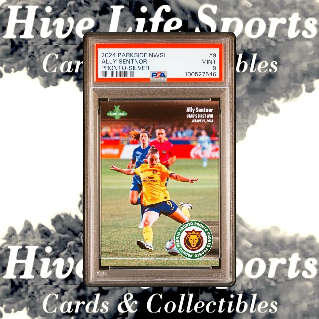 Product image for Ally Sentnor 2024 Parkside NWSL Pronto Silver RC /10 #9 Royals PSA 9