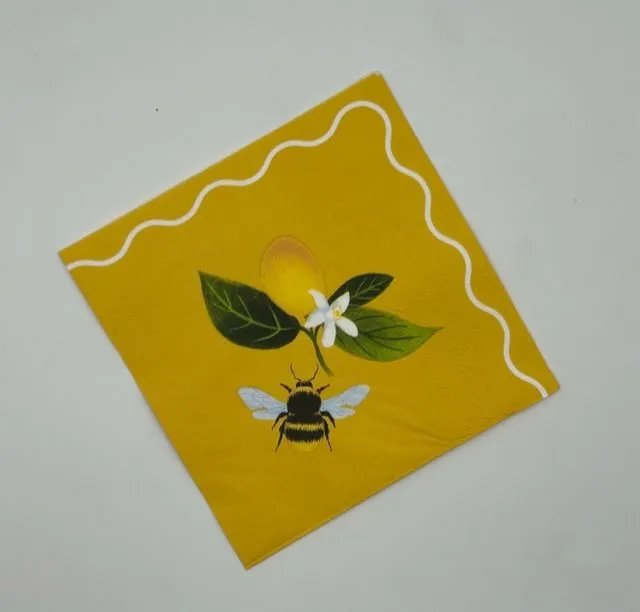 Product image for Yellow Bumblebee & Lemon Napkins set of 4