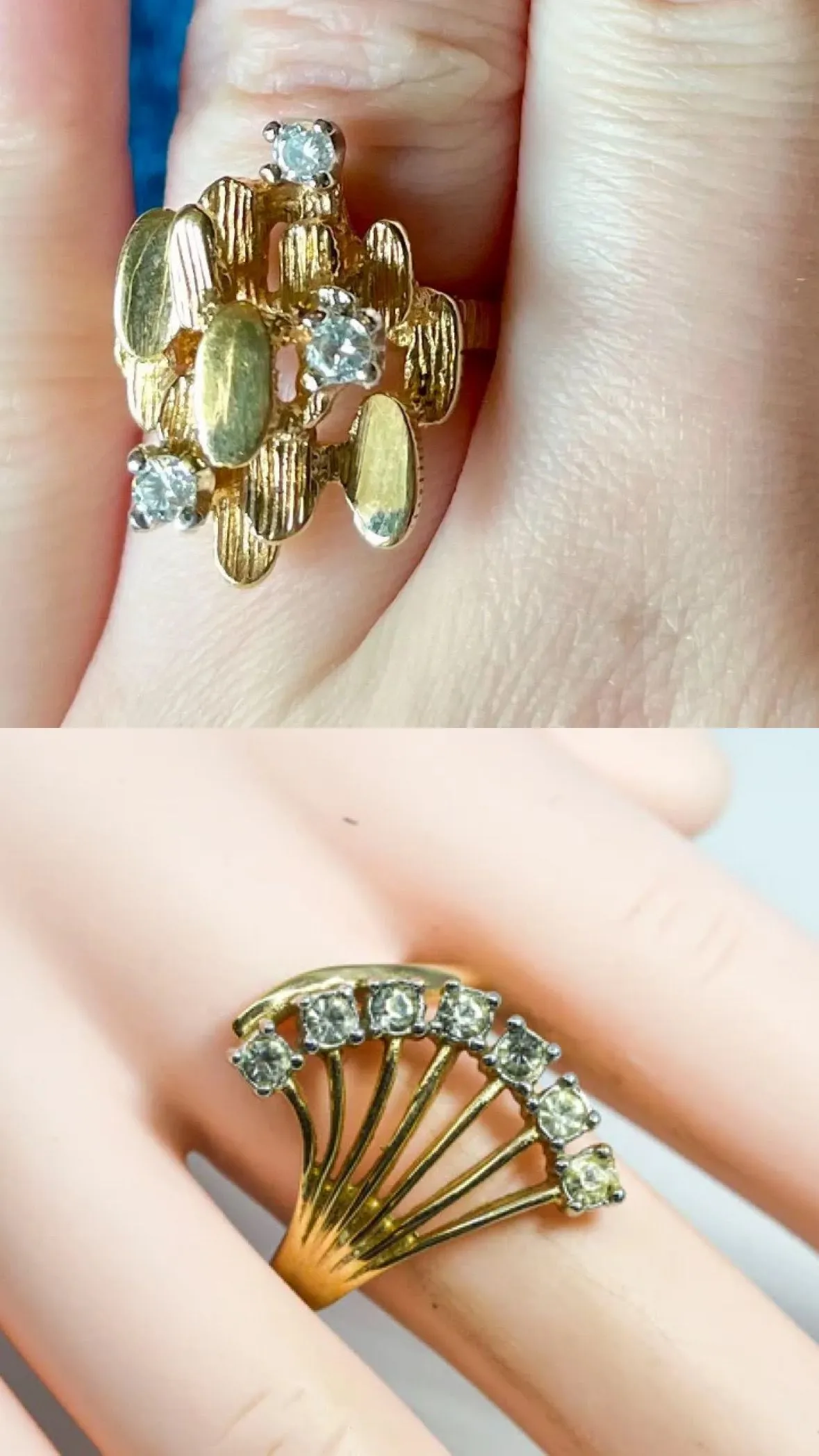 Product image for 2 Vintage 18K Cocktail Rings