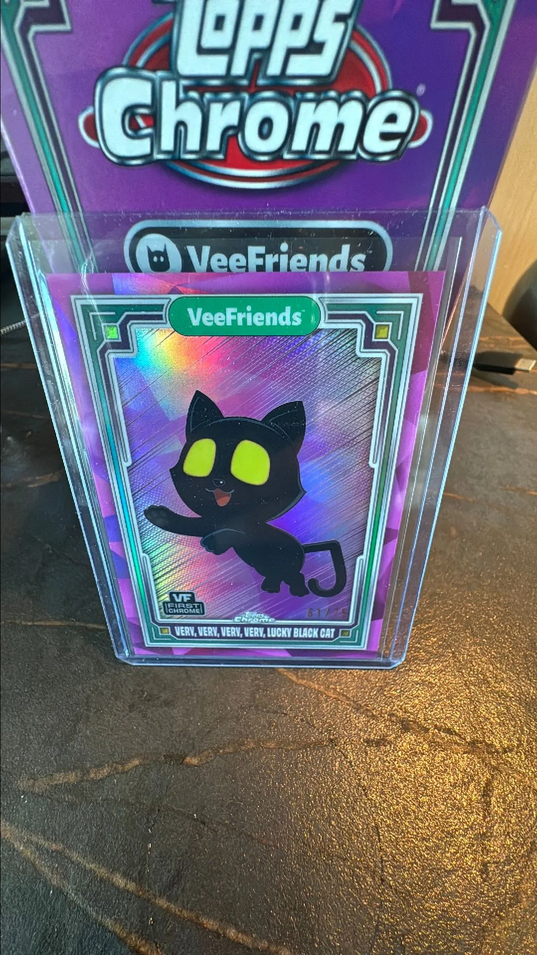 Product image for 2025 Topps Chrome Veefriends very lucky black cat purple /75