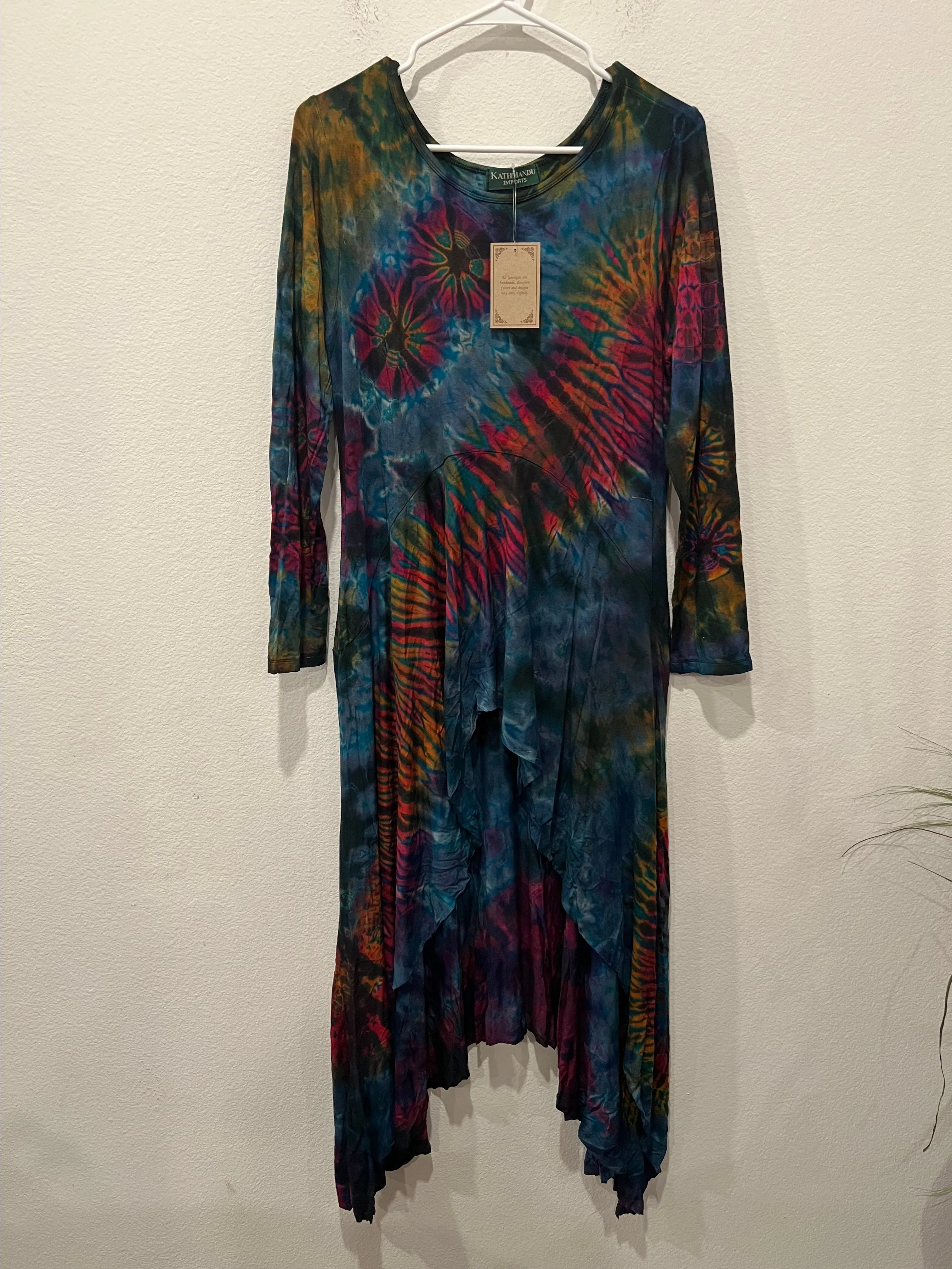 Product image for Colorful Tie-Dye Long Sleeve Dress by Kathmandu one size fits S-XL