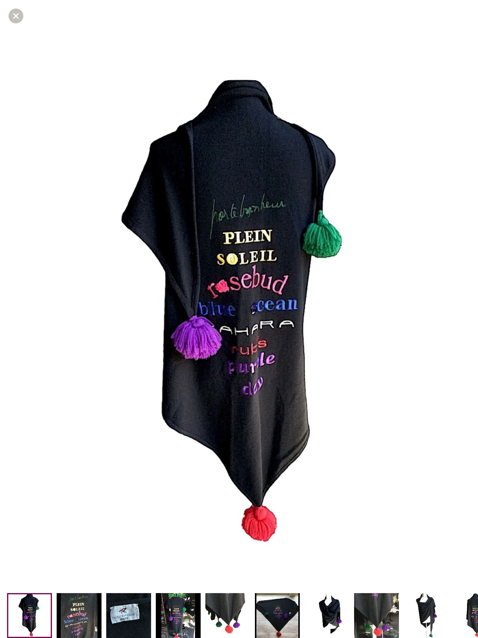 Product image for 1989 Sonia Rykiel HUGE Embroidered Tassel Shawl