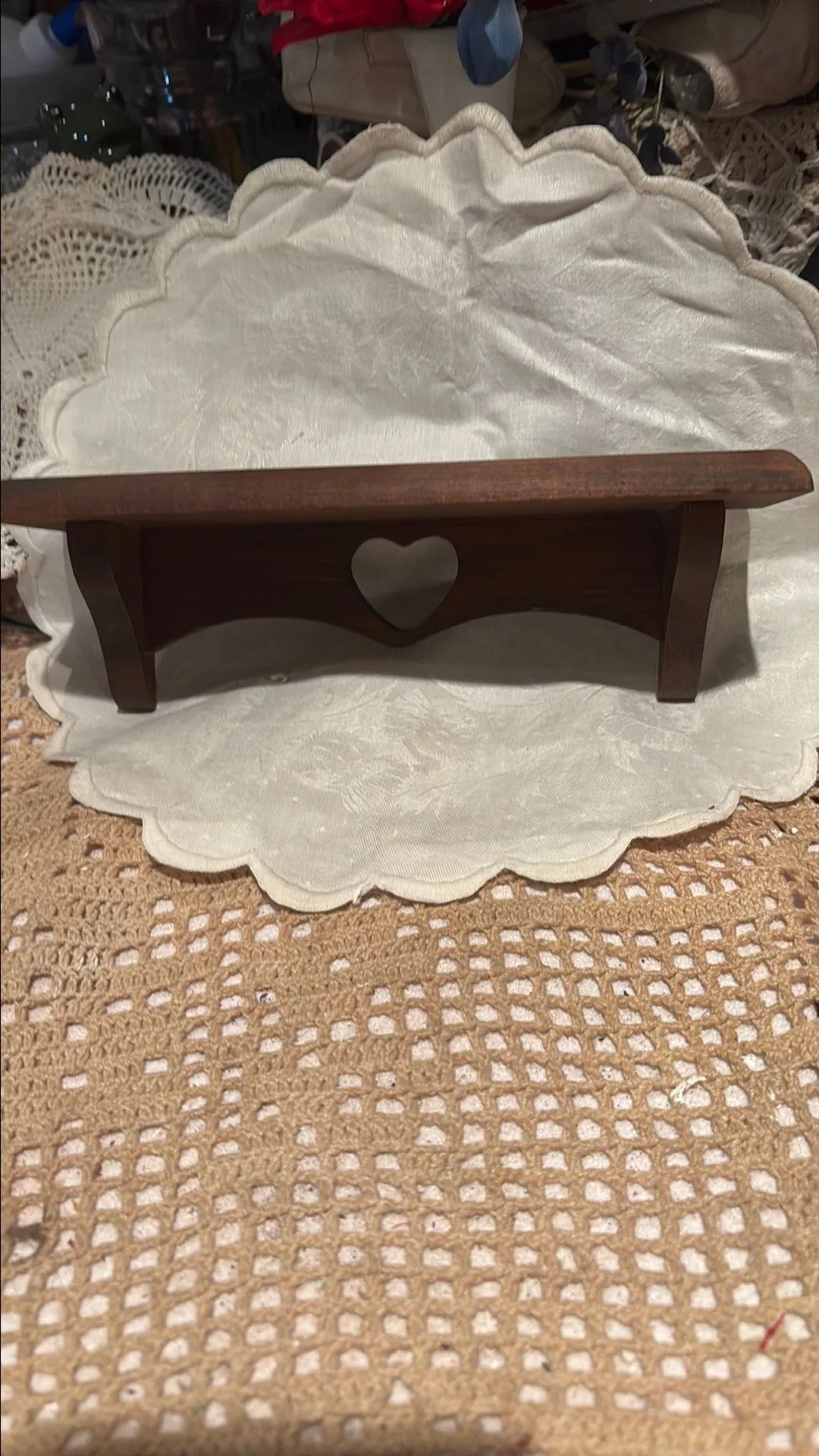 Product image for # 129 vintage wooden shelf with heart cut out
