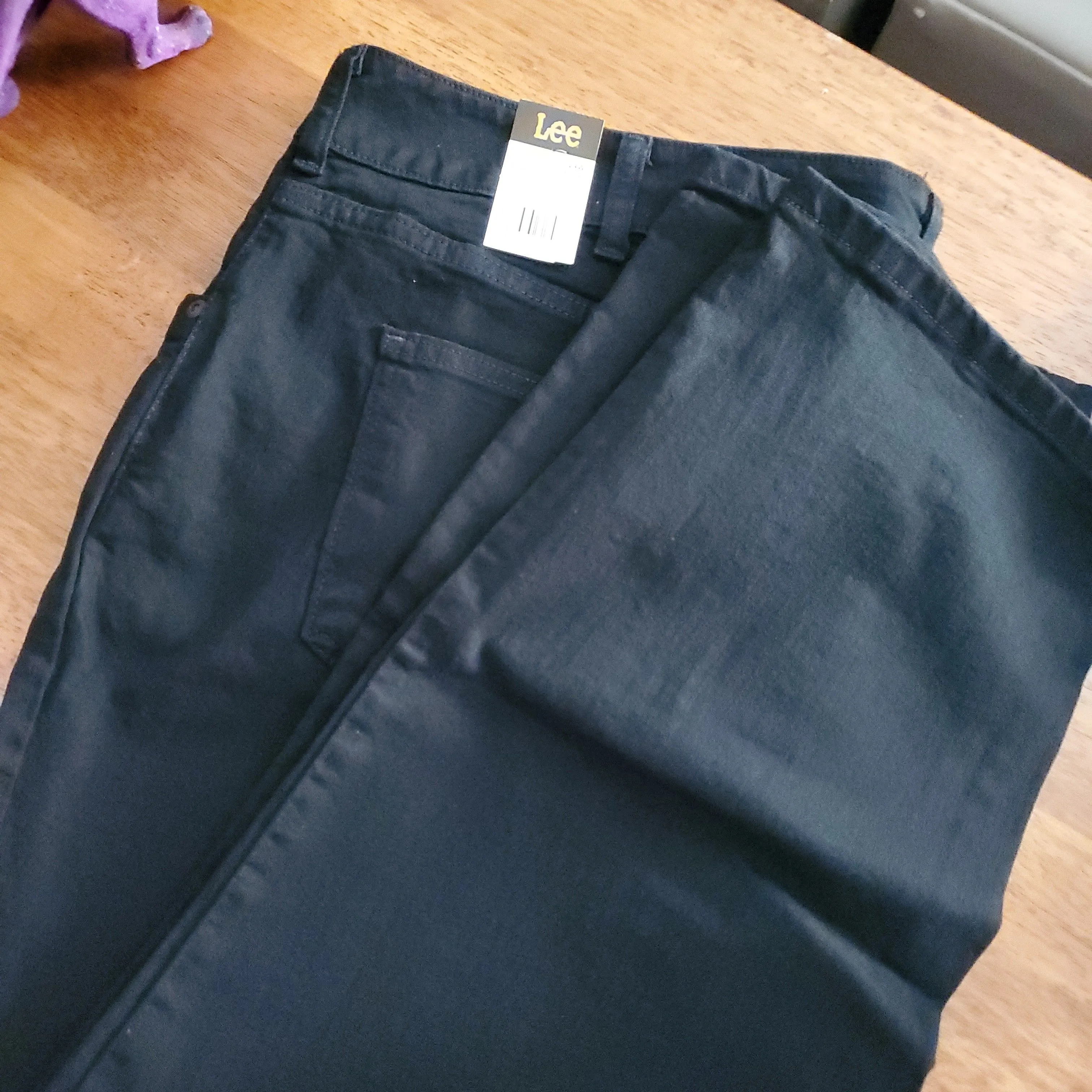 Product image for Lee Plus Black Jeans 24W Petite Straight Leg