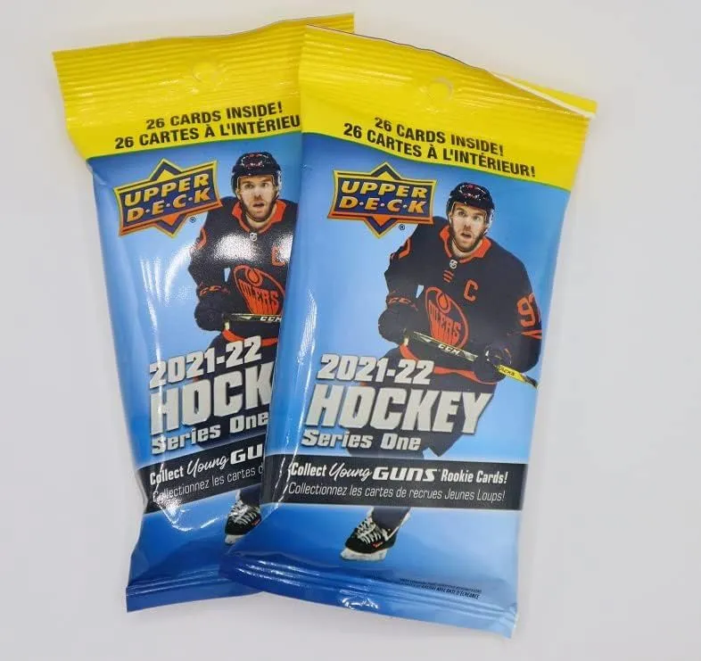 Product image for (2 Packs) 2021/22 Upper Deck Series 1 NHL Hockey Fat Packs - 52 Cards - Collect Young Guns Rookie Cards