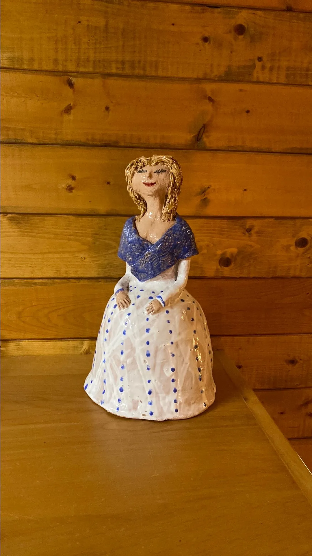 Product image for Signed Pottery Blue & White Lady