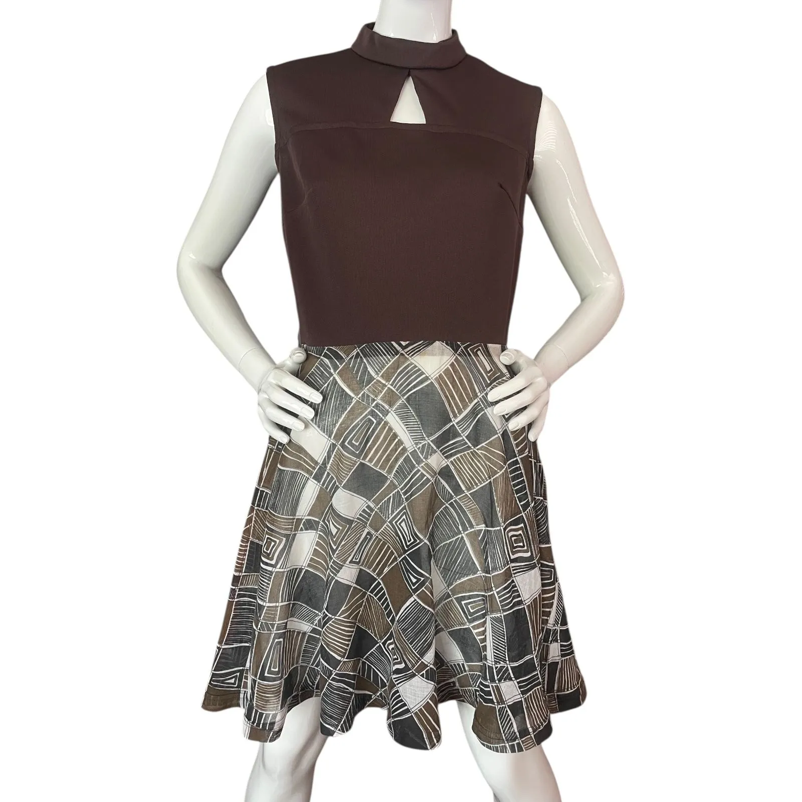 Product image for 1960s Vtg Abstract Dress w/ Keyhole B36"-40" W32"
